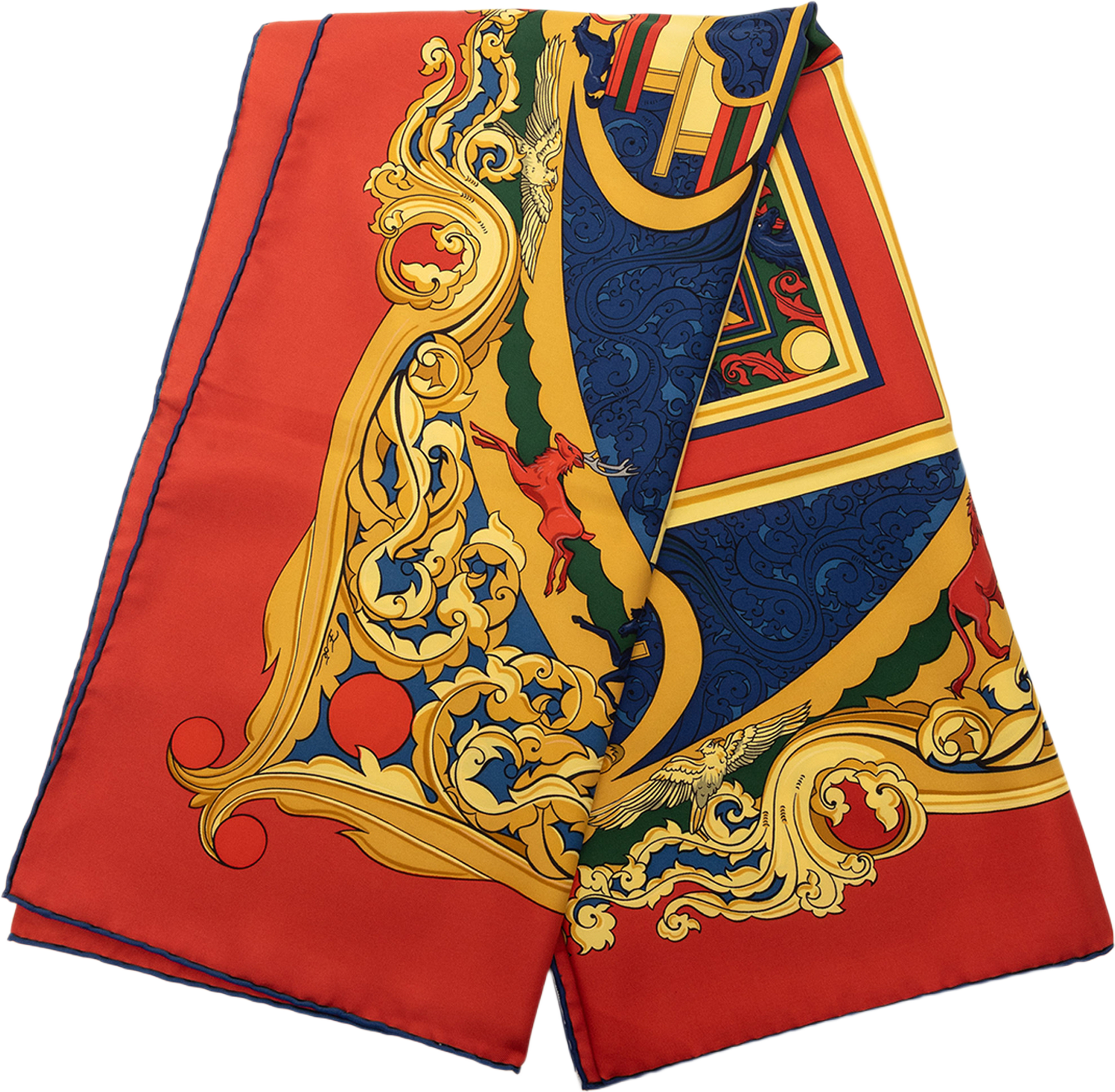 Hermès Animaux Solaires Silk Scarf 90, från Luxclusif, i färgen red. Klicka för att öppna bilden i stort format