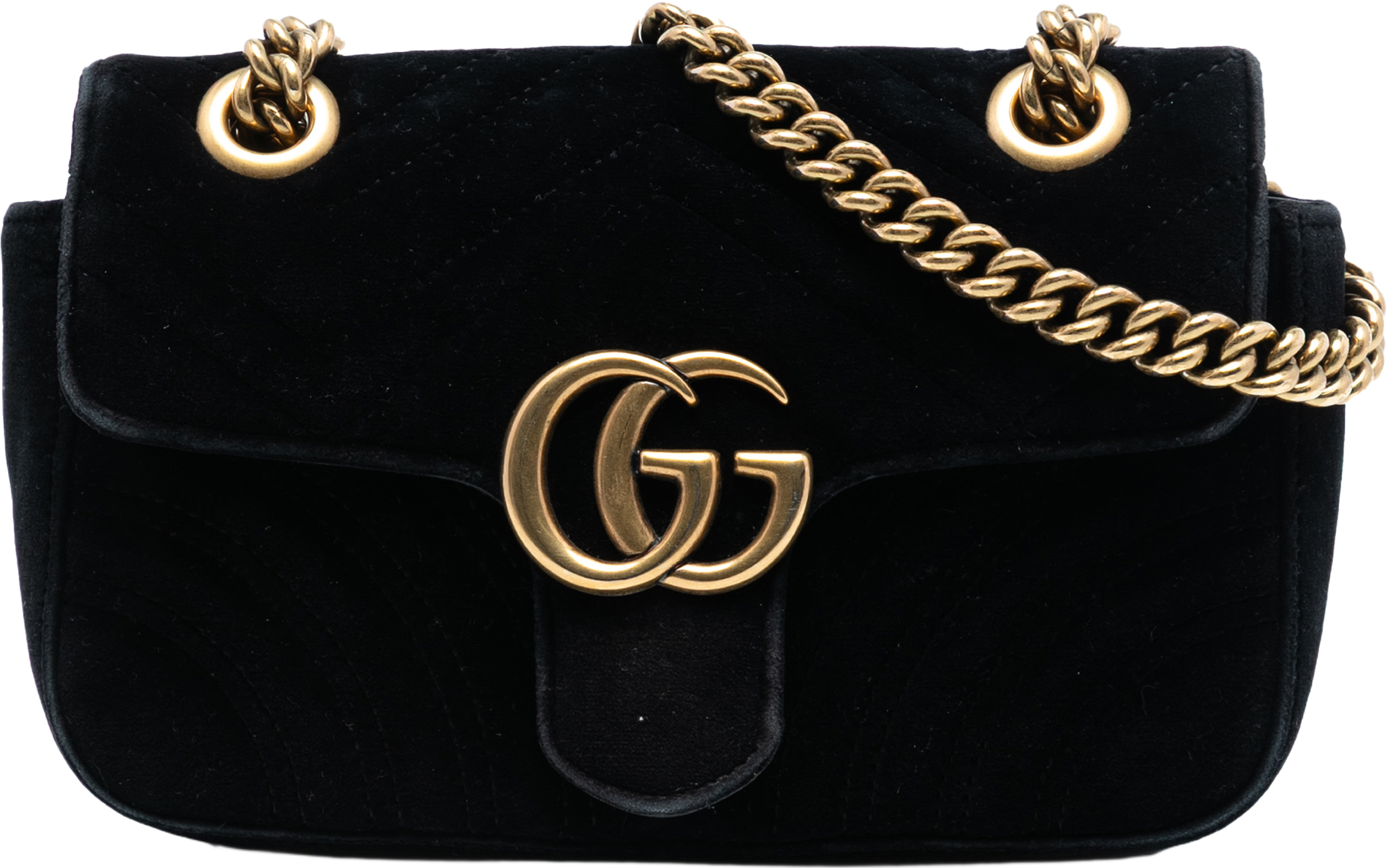 Gucci Small Gg Marmont Matelasse Velvet Shoulder Bag, från Luxclusif, i färgen black. Klicka för att öppna bilden i stort format