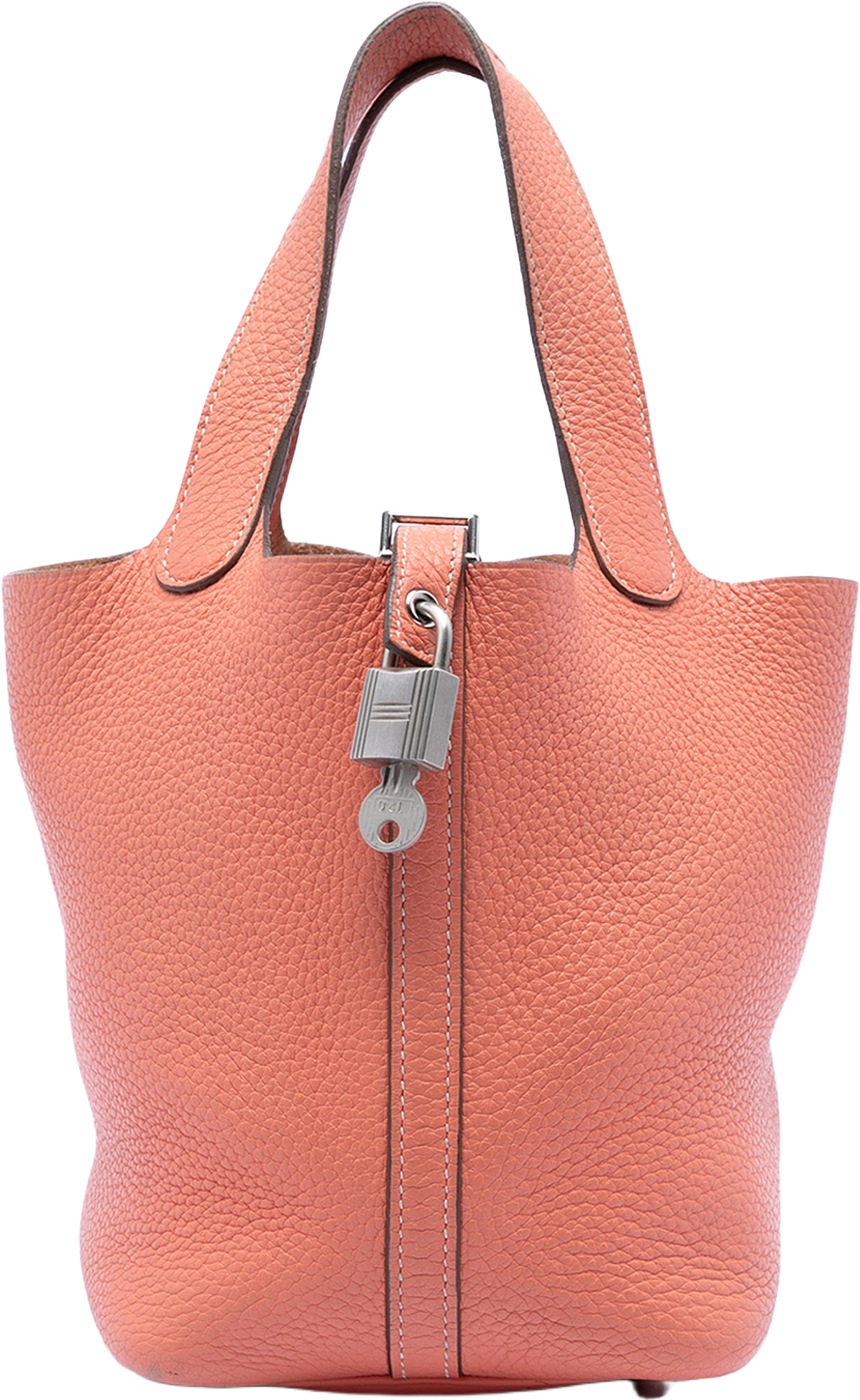 Hermès Clemence Picotin Lock 18, från Luxclusif, i färgen peach. Klicka för att öppna bilden i stort format