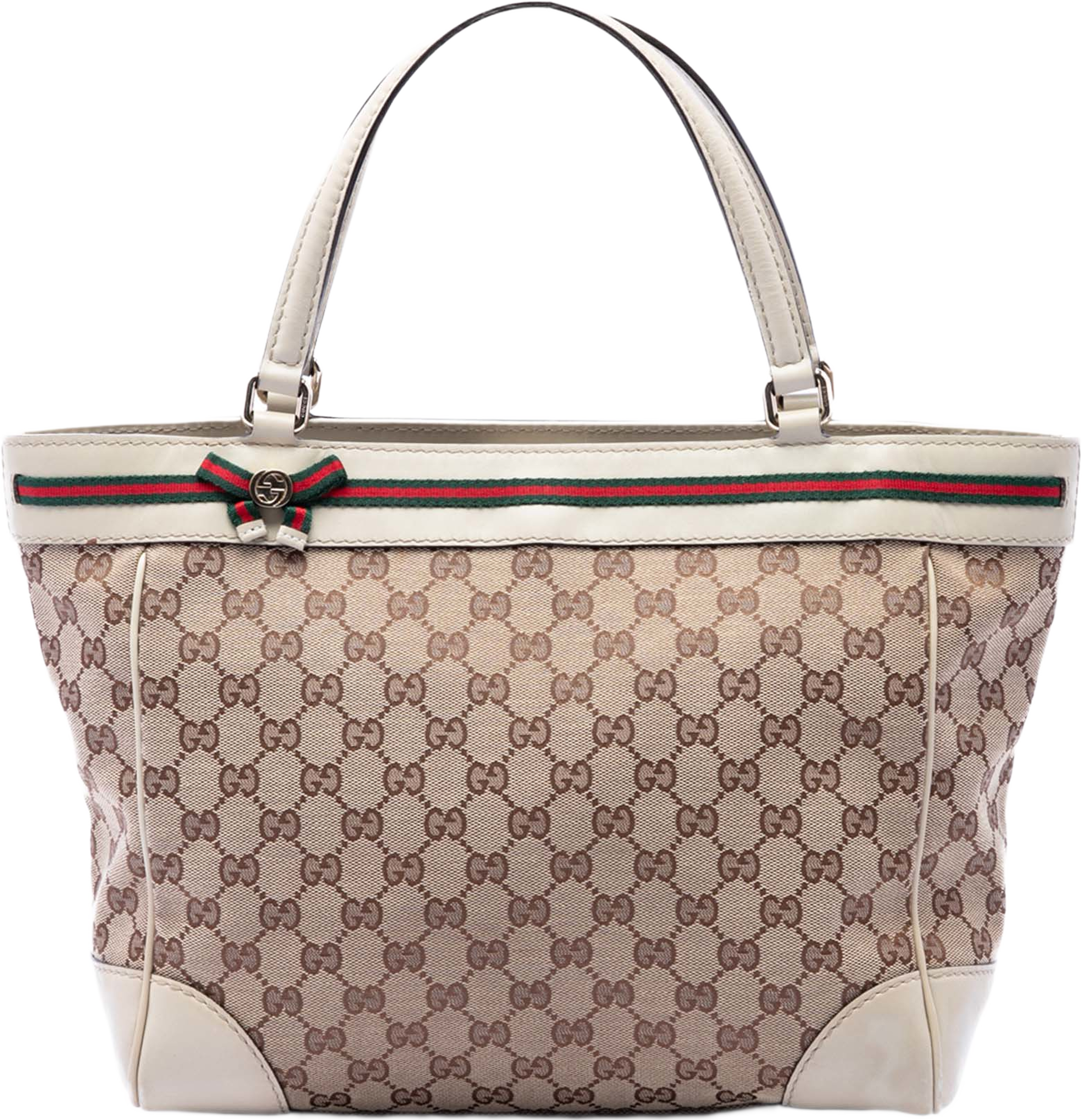 Gucci Gg Canvas Web Mayfair Tote, från Luxclusif, i färgen vit. Klicka för att öppna bilden i stort format