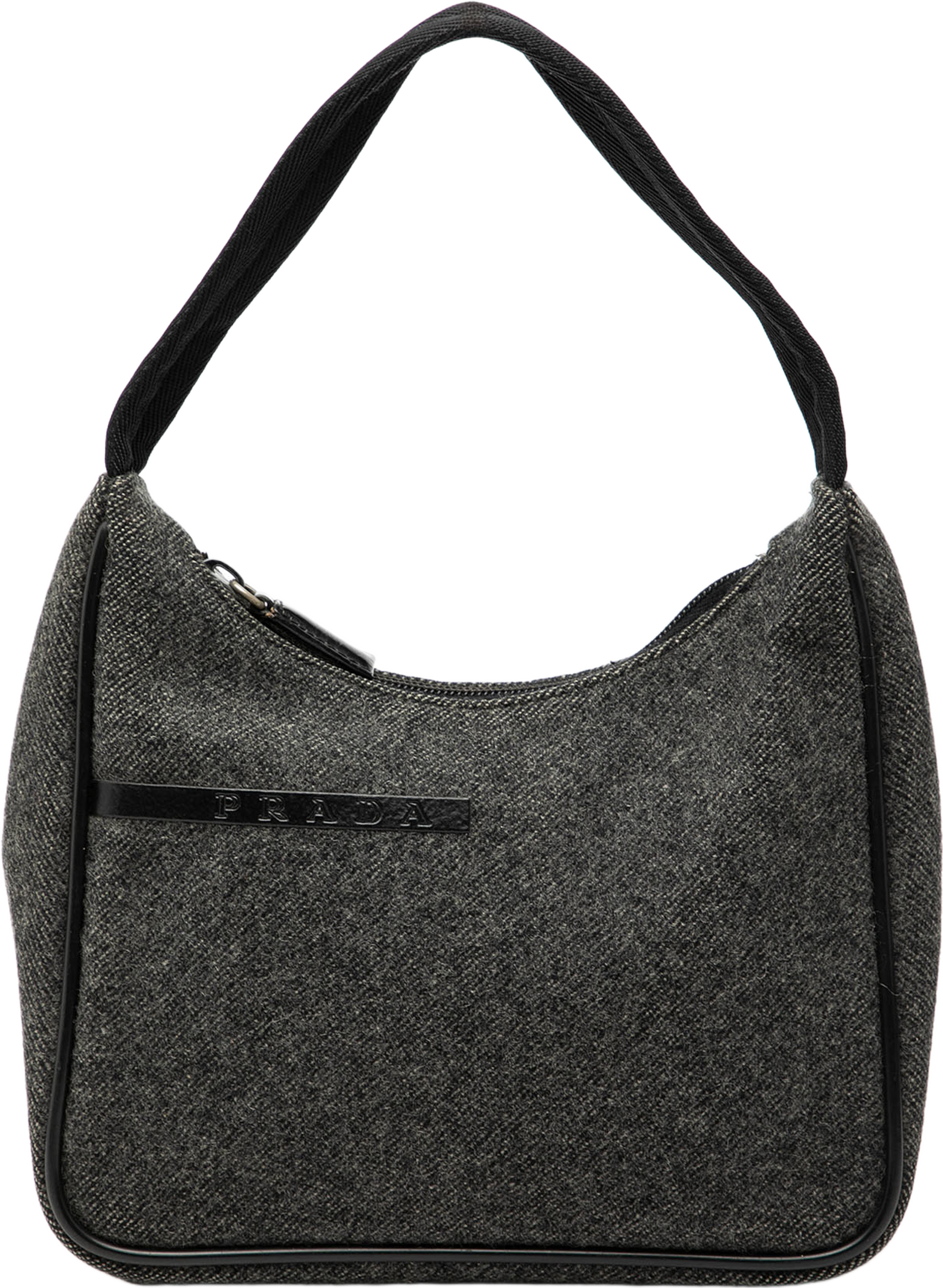 Prada Sports Line Wool Shoulder Bag, från Luxclusif, i färgen dark gray. Klicka för att öppna bilden i stort format
