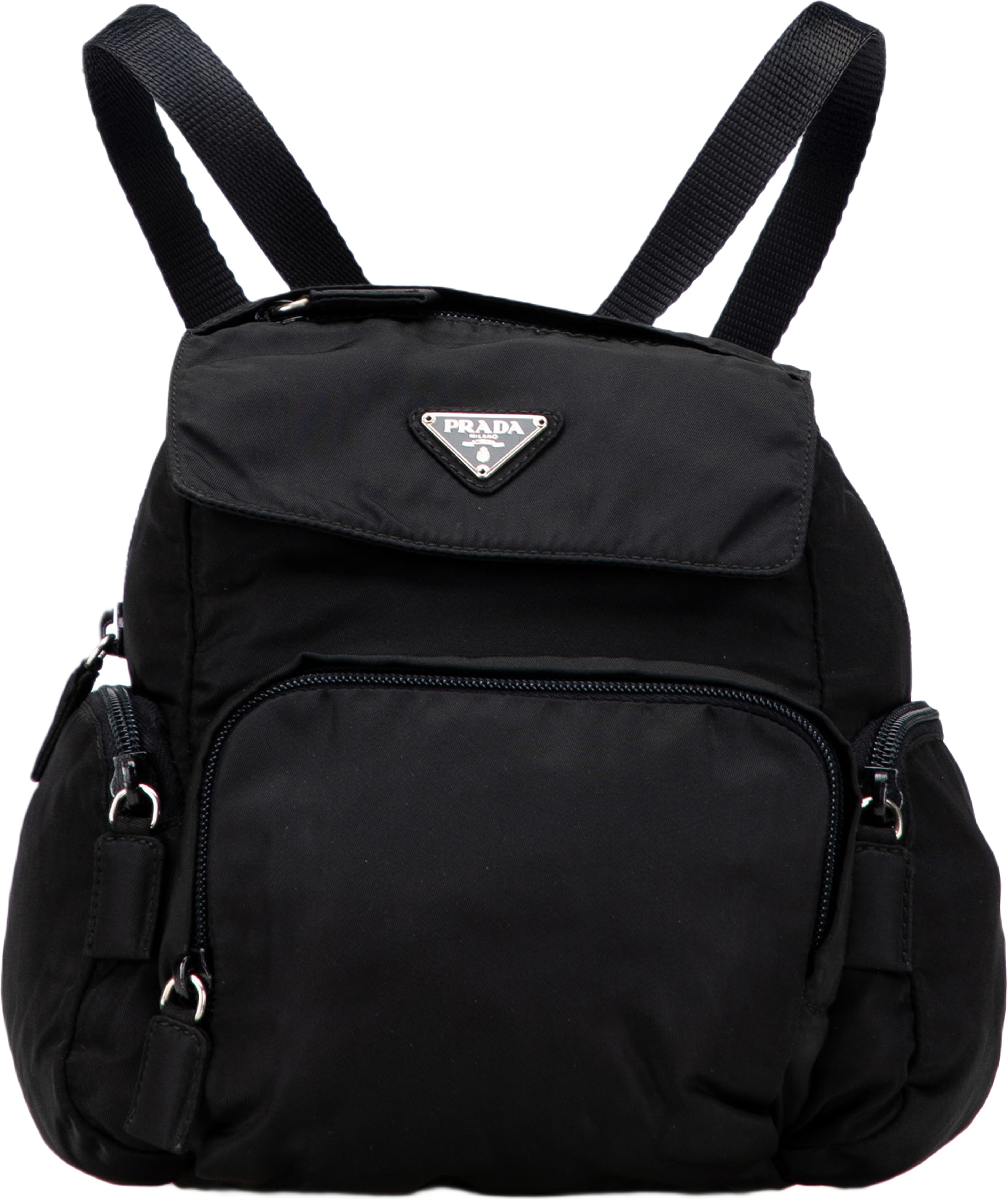 Prada Mini Tessuto Backpack, från Luxclusif, i färgen black.