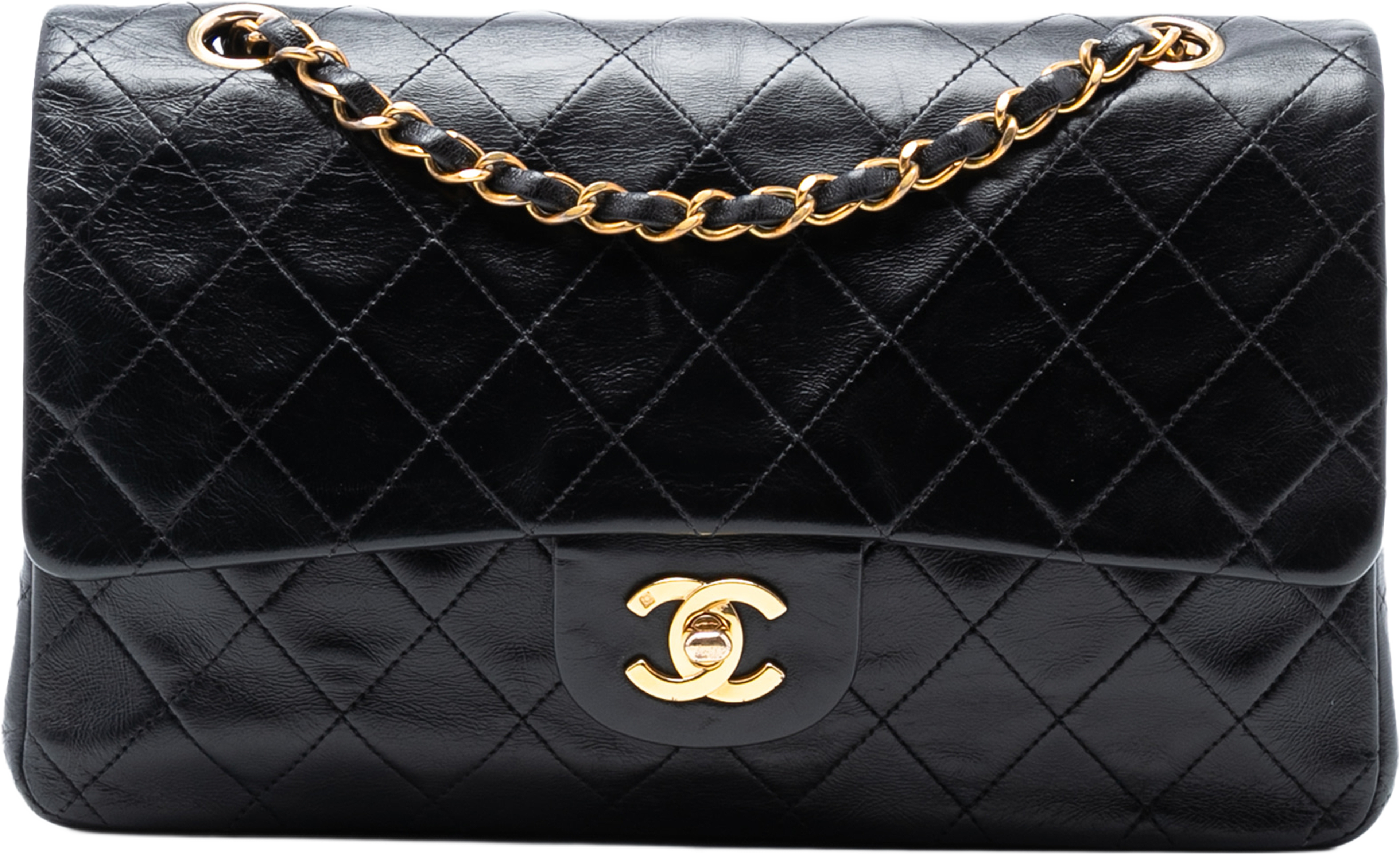 Chanel Medium Classic Lambskin Double Flap, från Luxclusif, i färgen black. Klicka för att öppna bilden i stort format
