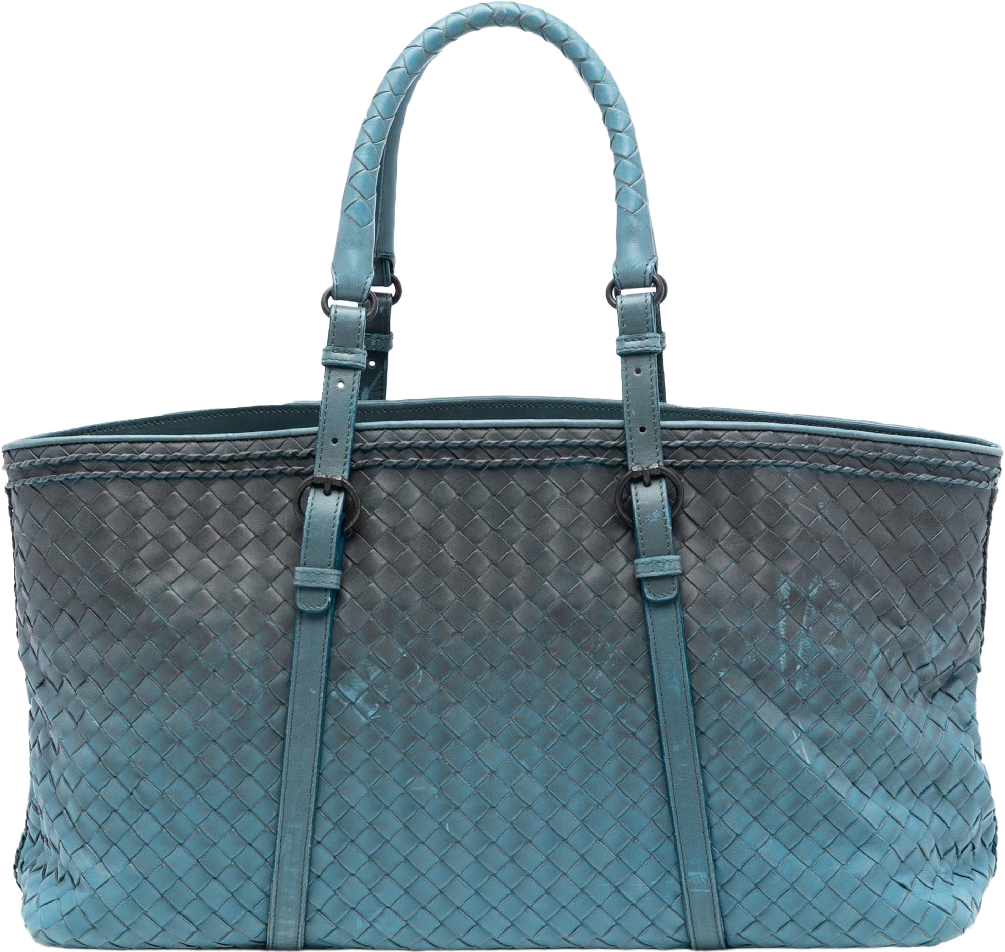 Bottega Veneta Ombre Nappa Intrecciato Tote, från Luxclusif, i färgen denim. Klicka för att öppna bilden i stort format