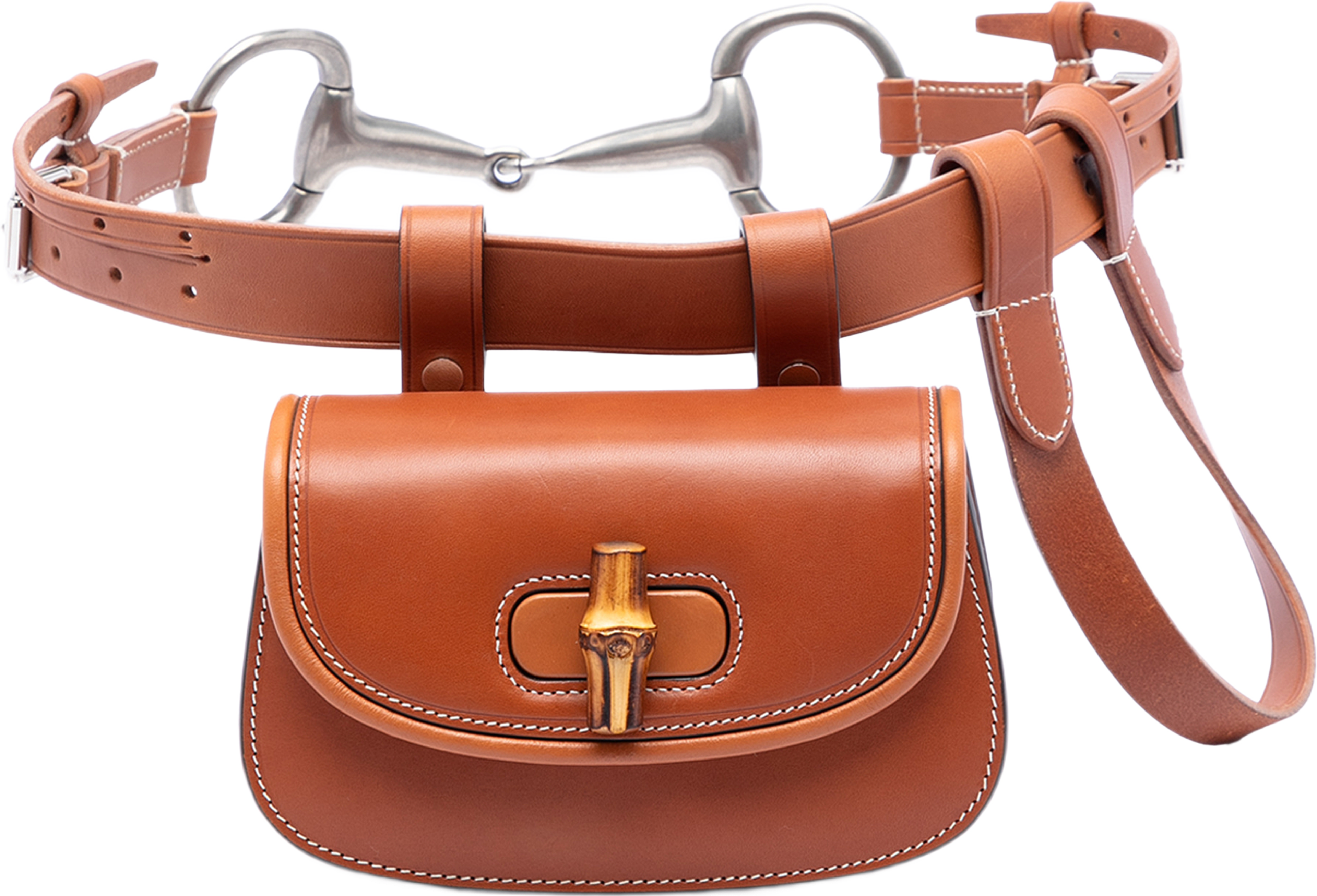 Gucci Mini Calfskin Bamboo 1947 Belt Bag, från Luxclusif, i färgen brown. Klicka för att öppna bilden i stort format