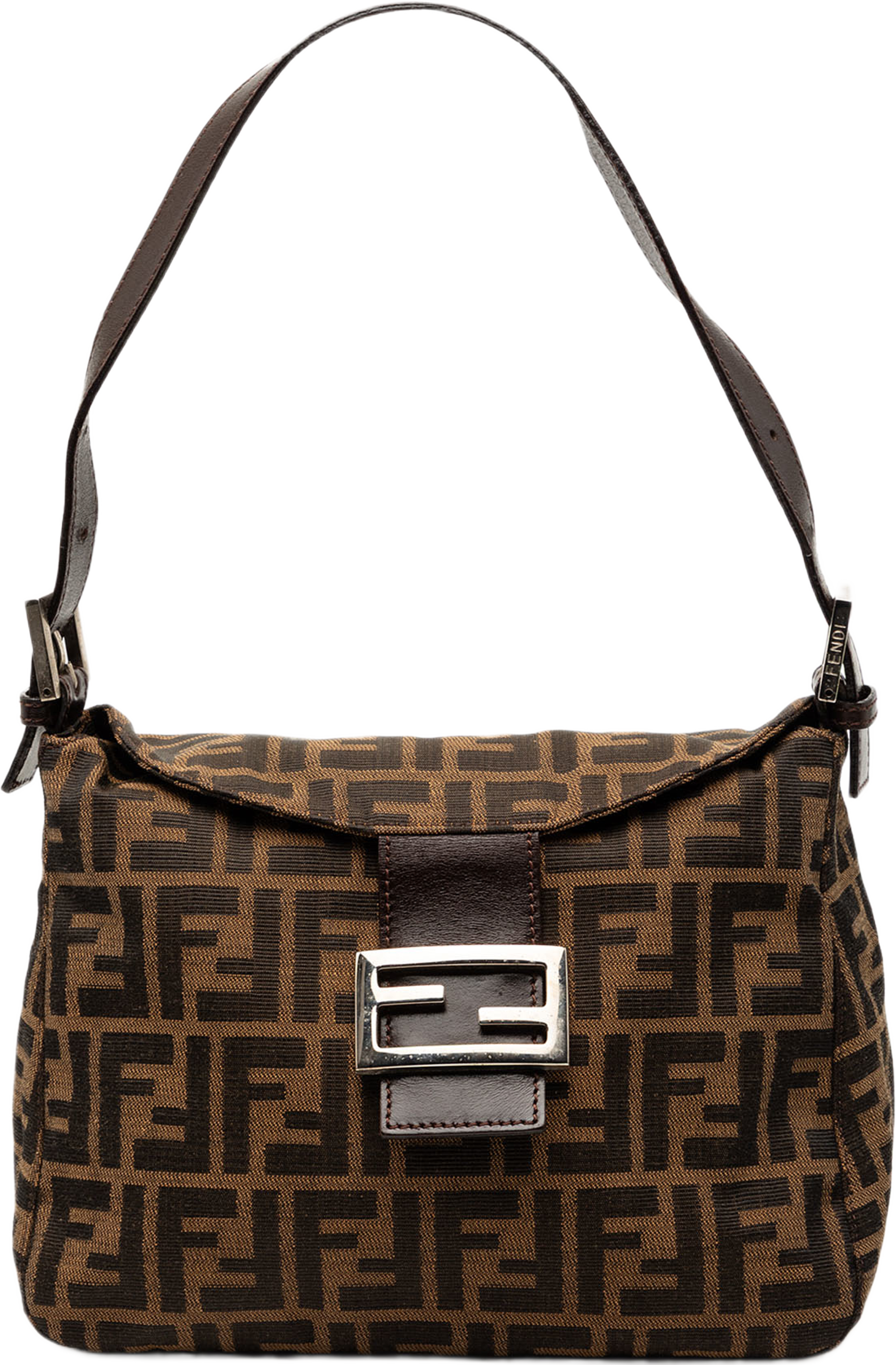 Fendi Zucca Canvas Double Flap Mamma, från Luxclusif, i färgen brun. Klicka för att öppna bilden i stort format