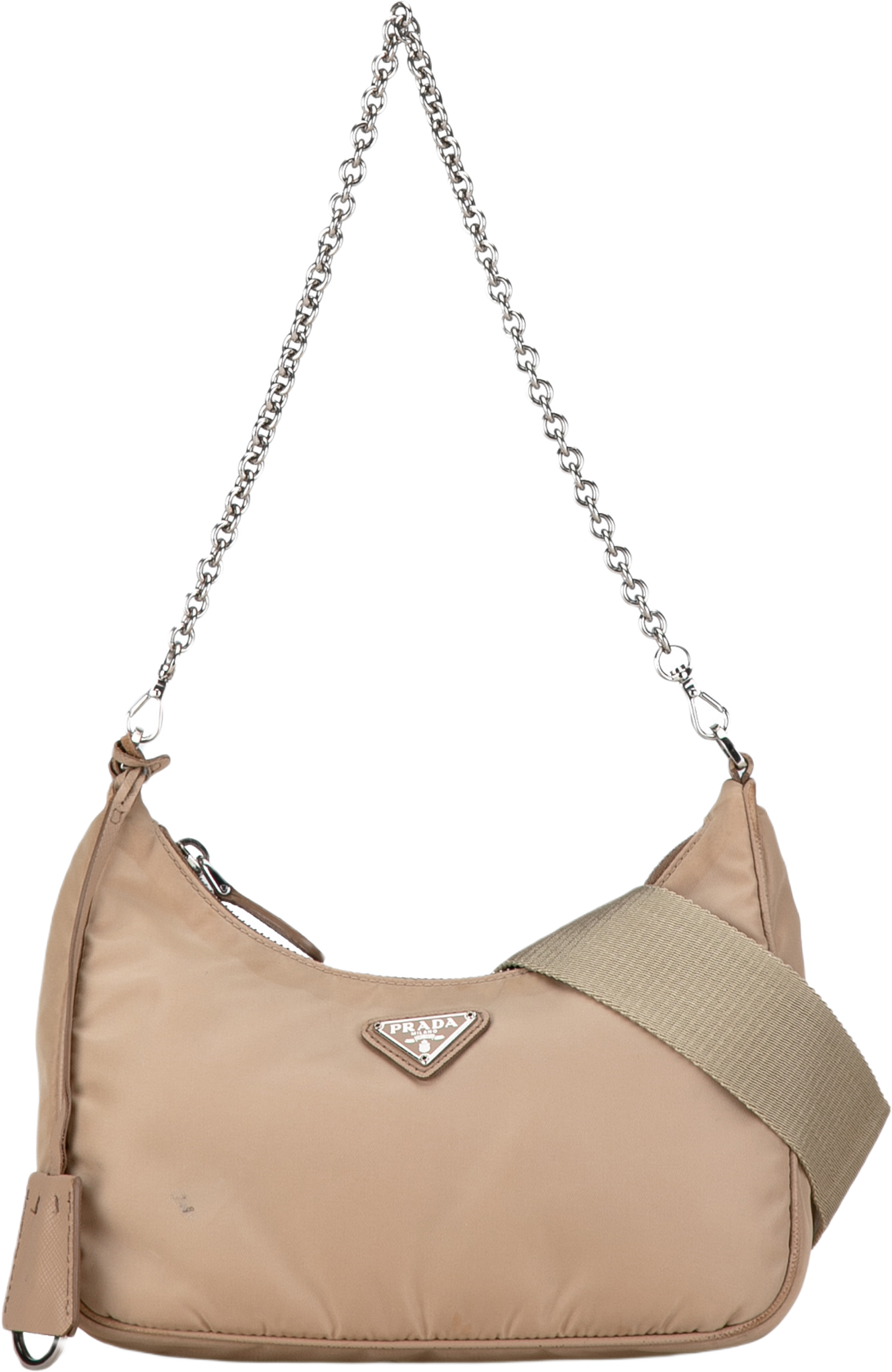 Prada Re-edition 2005 Re-nylon Satchel, från Luxclusif, i färgen nude. Klicka för att öppna bilden i stort format