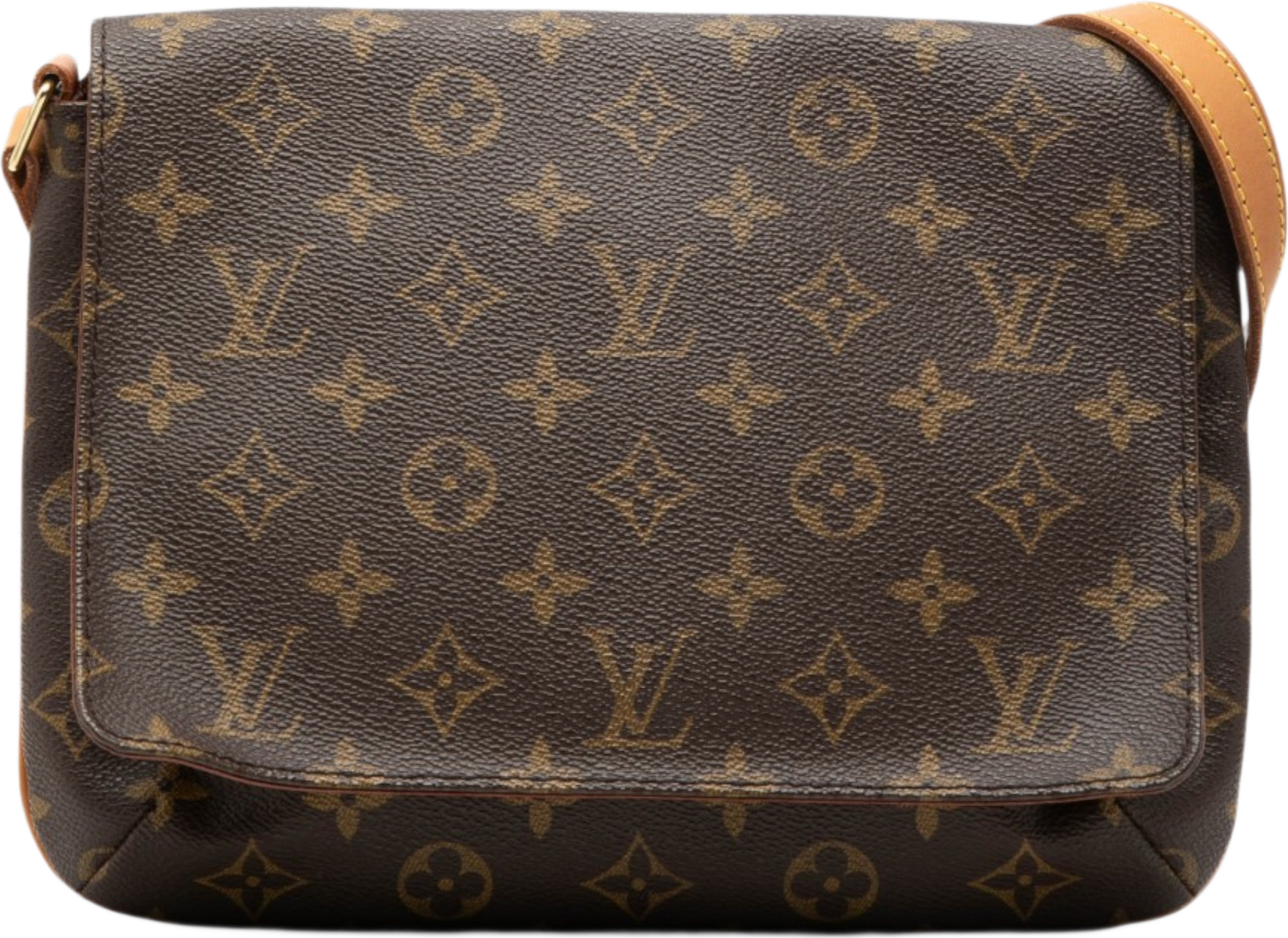 Louis Vuitton Monogram Musette Tango Short Strap, från Luxclusif, i färgen brun. Klicka för att öppna bilden i stort format