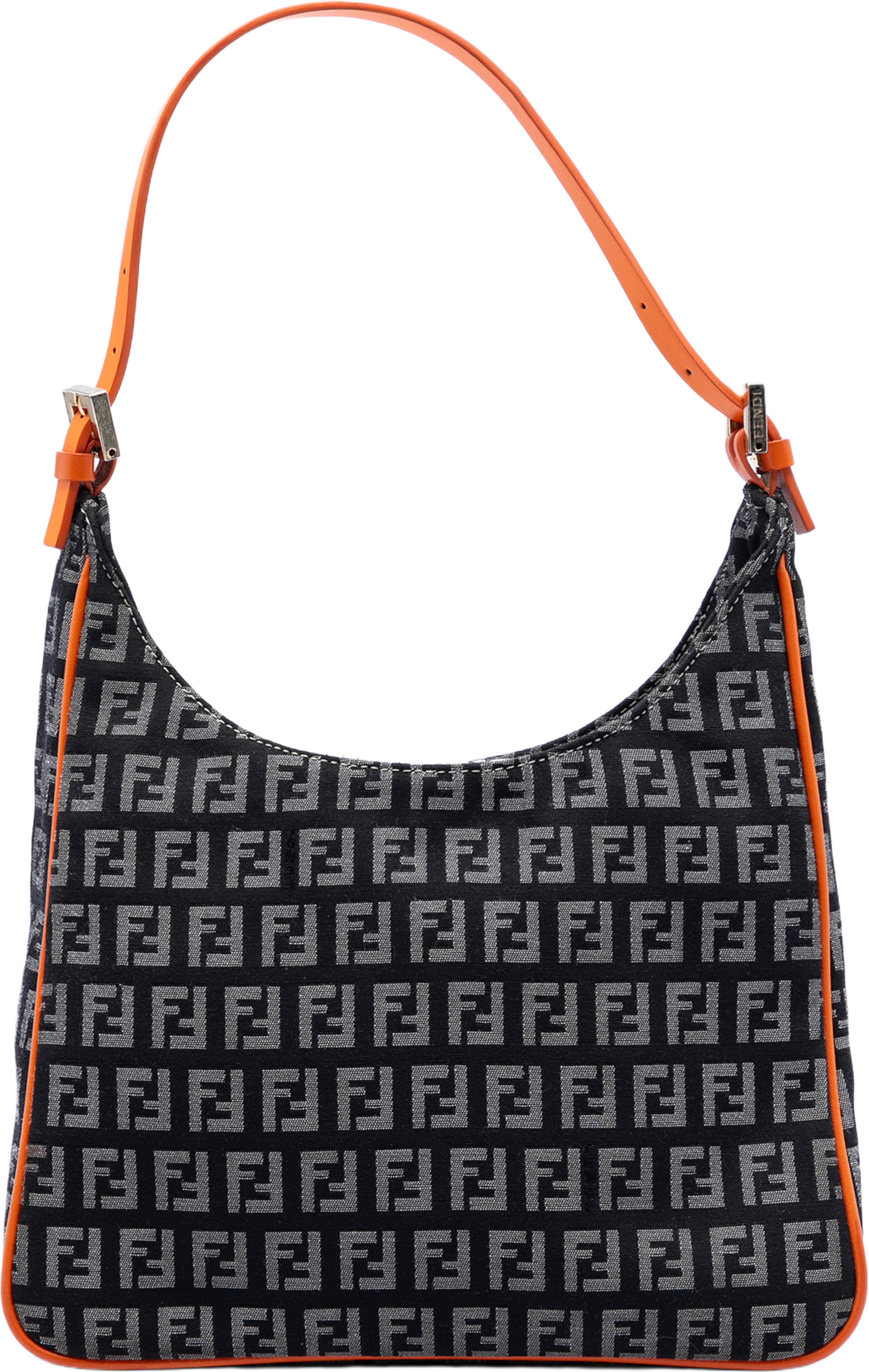 Fendi Zucchino Canvas Shoulder Bag, från Luxclusif, i färgen charcoal. Klicka för att öppna bilden i stort format