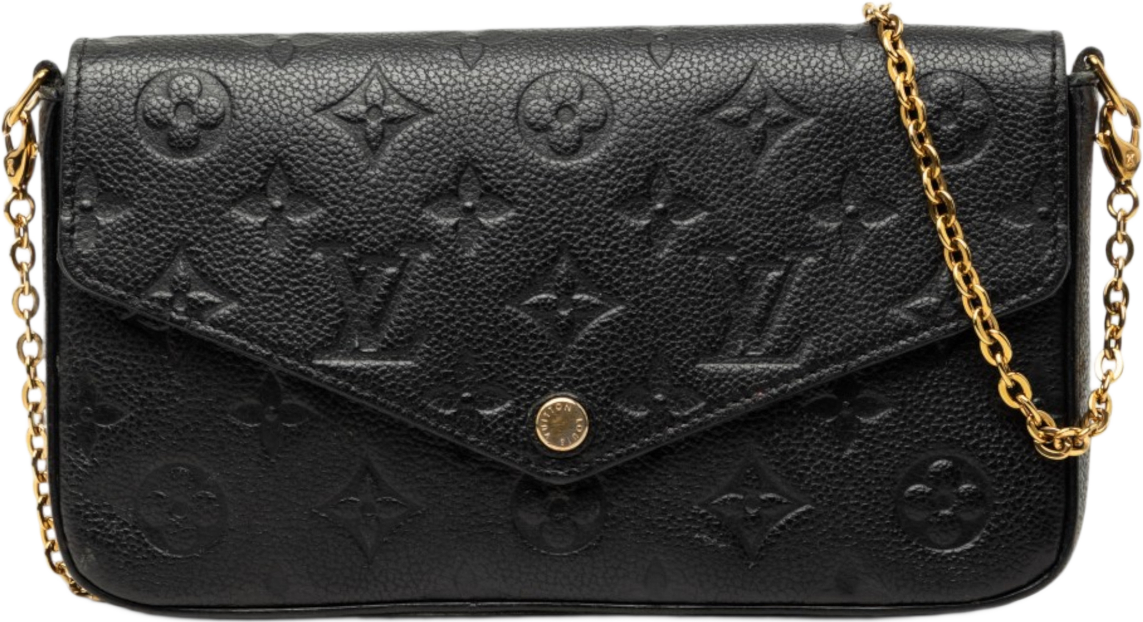Louis Vuitton Monogram Empreinte Pochette Felicie, från Luxclusif, i färgen svart. Klicka för att öppna bilden i stort format