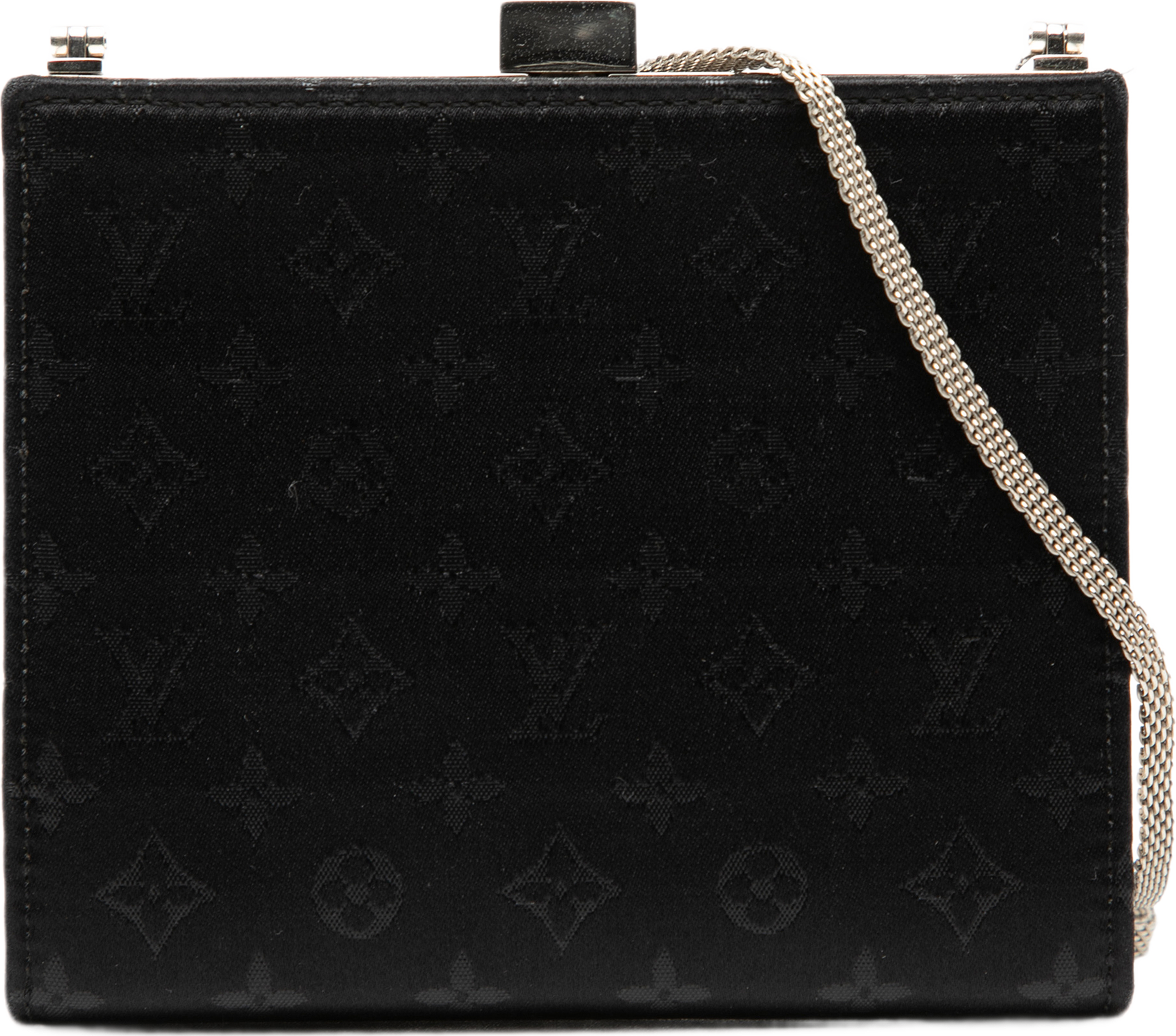 Louis Vuitton Monogram Satin Mini Ange, från Luxclusif, i färgen svart. Klicka för att öppna bilden i stort format
