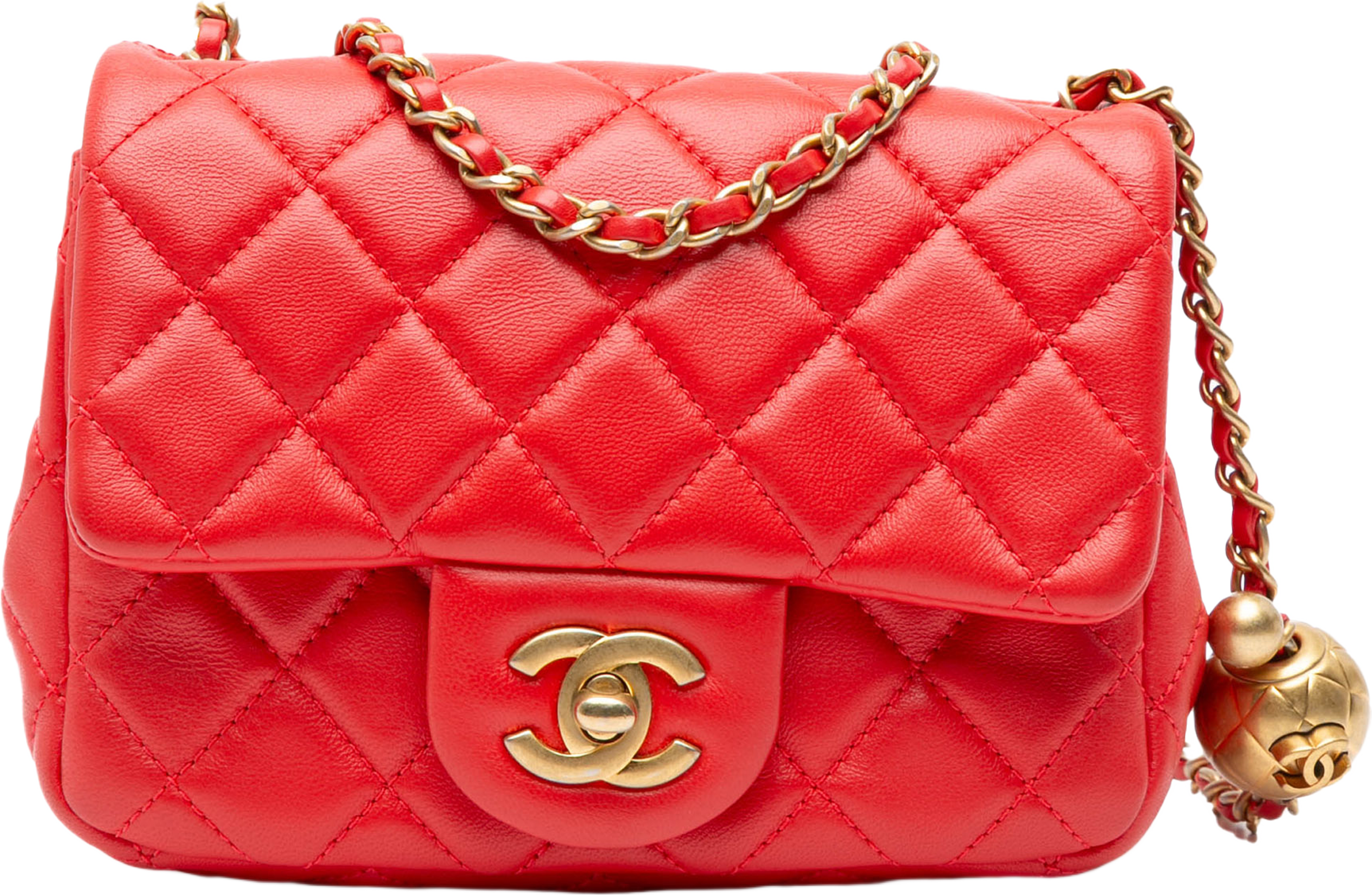 Chanel Mini Square Classic Lambskin Pearl Crush Single Flap