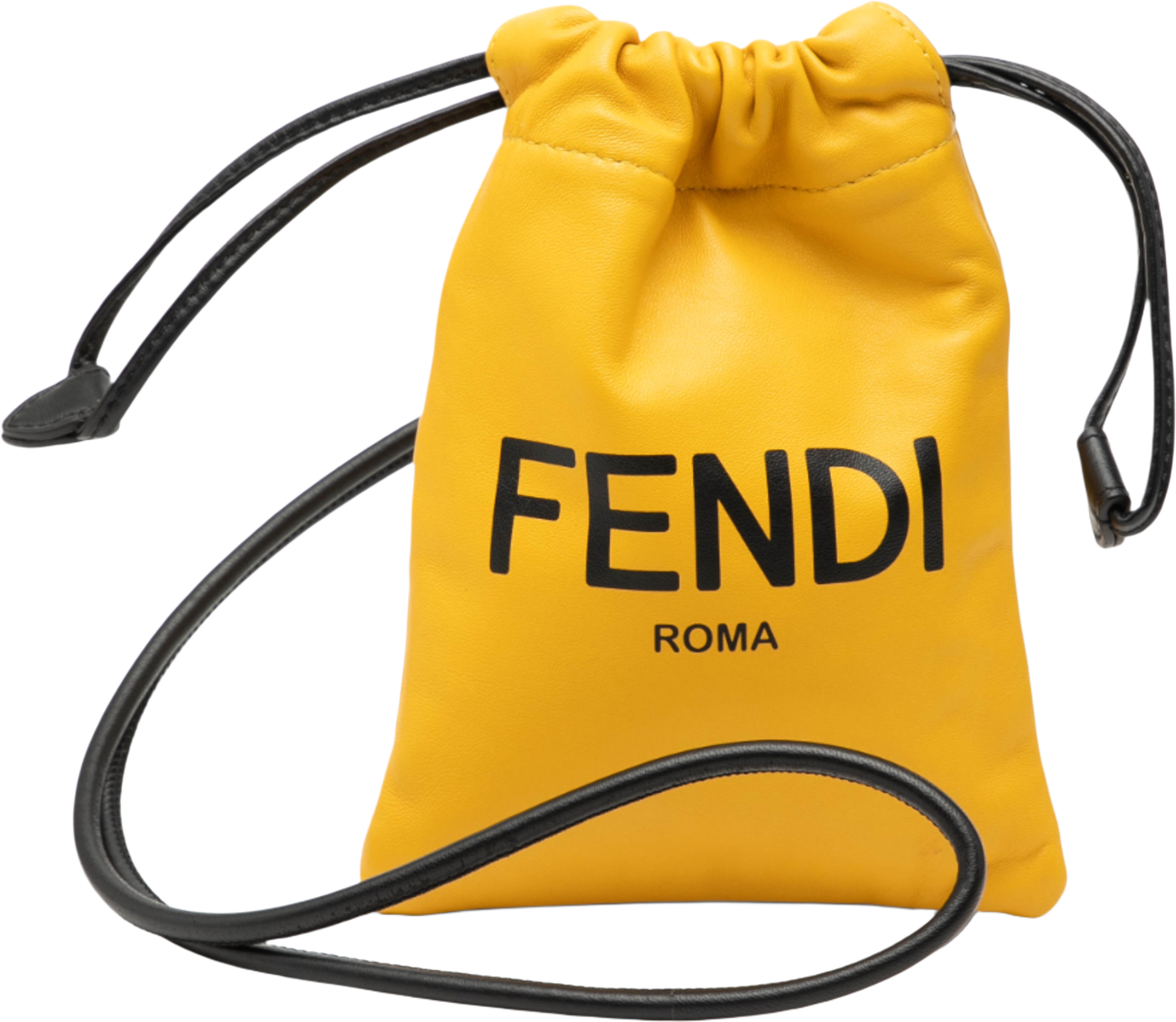 Fendi Nappa Logo Neck Phone Pouch, från Luxclusif, i färgen yellow. Klicka för att öppna bilden i stort format