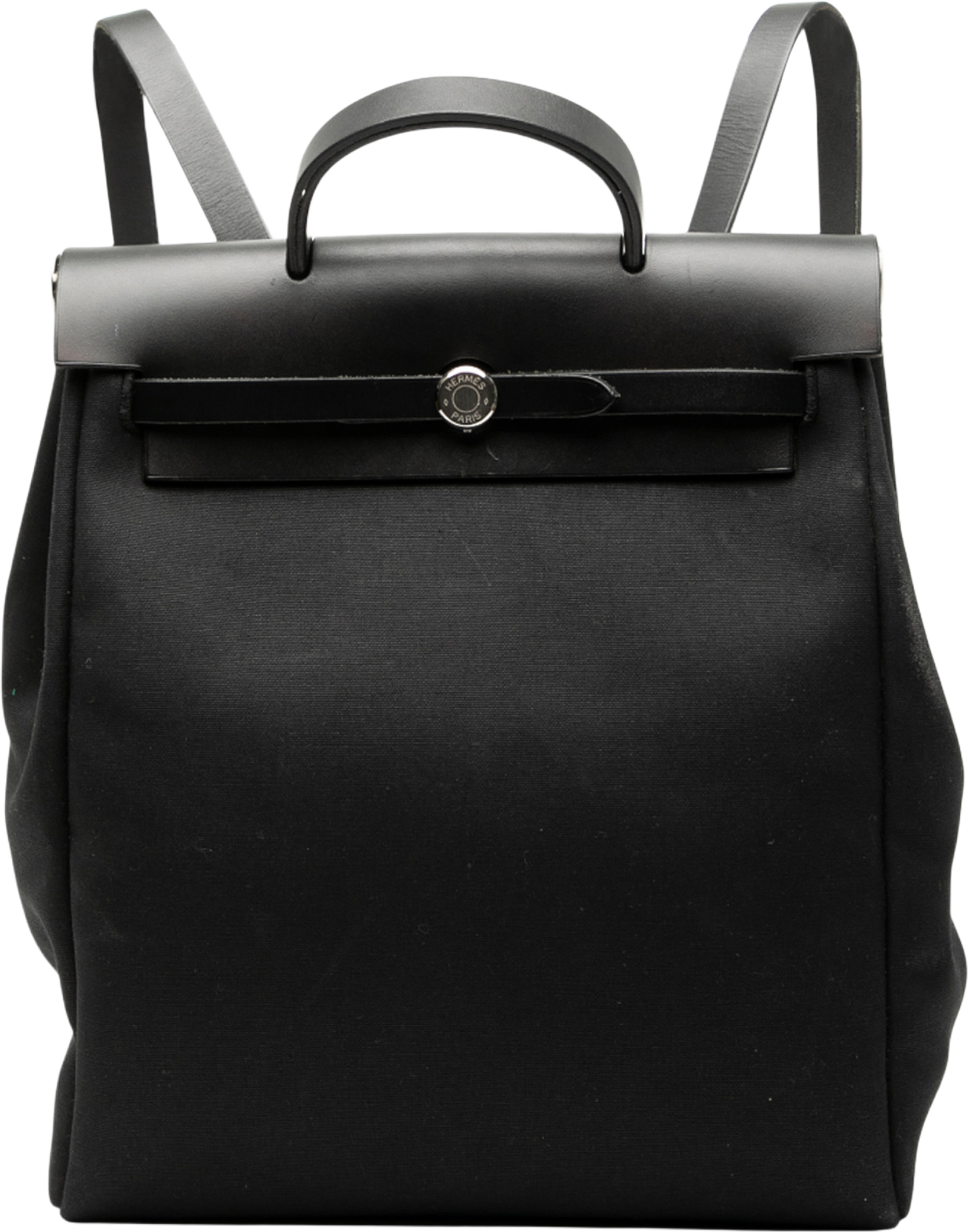 Hermès Toile Herbag Gm Backpack, från Luxclusif, i färgen black. Klicka för att öppna bilden i stort format