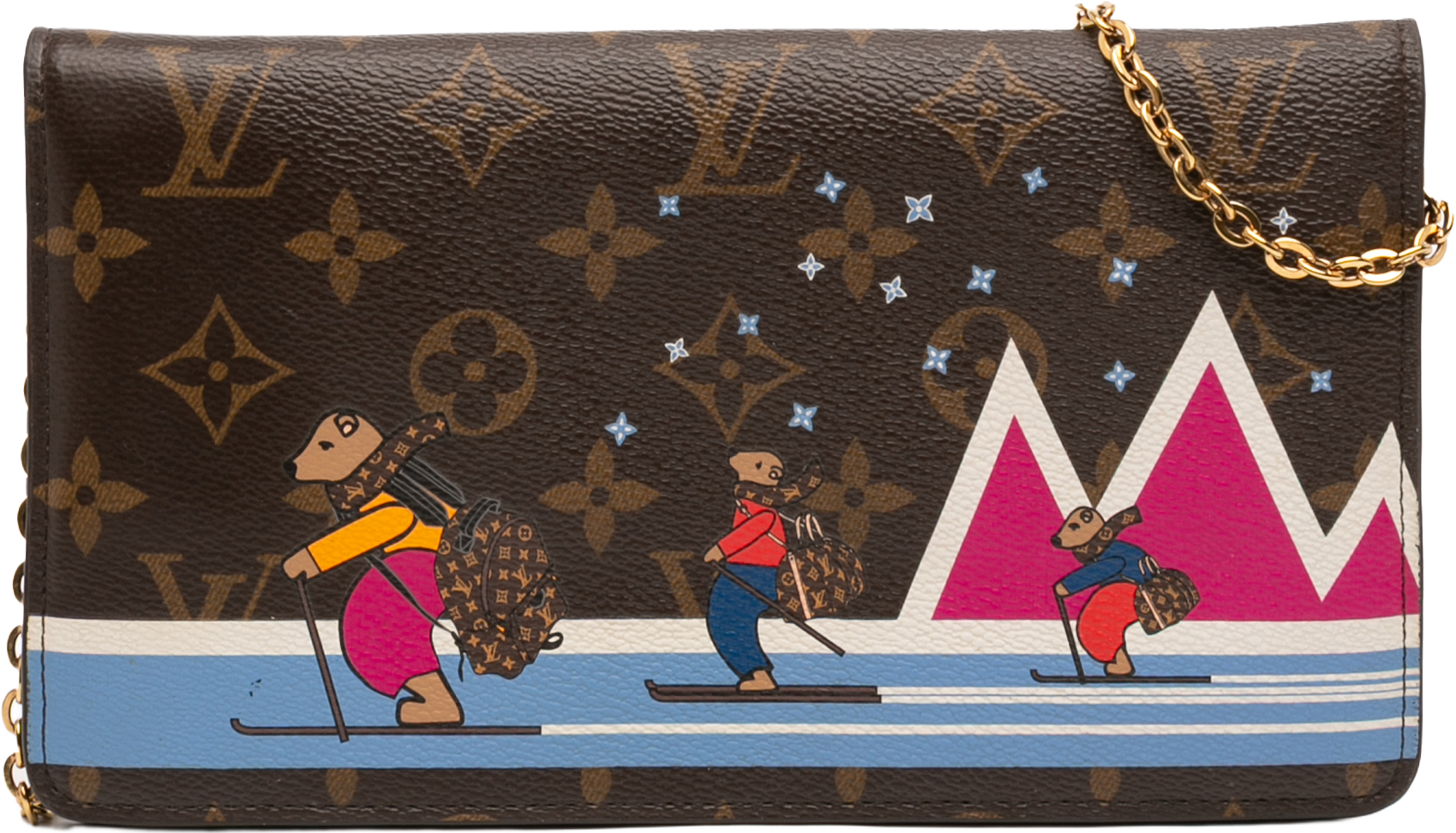 Louis Vuitton Monogram Christmas Animation Bears On Skis Pochette Weekend Chain Wallet, från Luxclusif, i färgen brown. Klicka för att öppna bilden i stort format