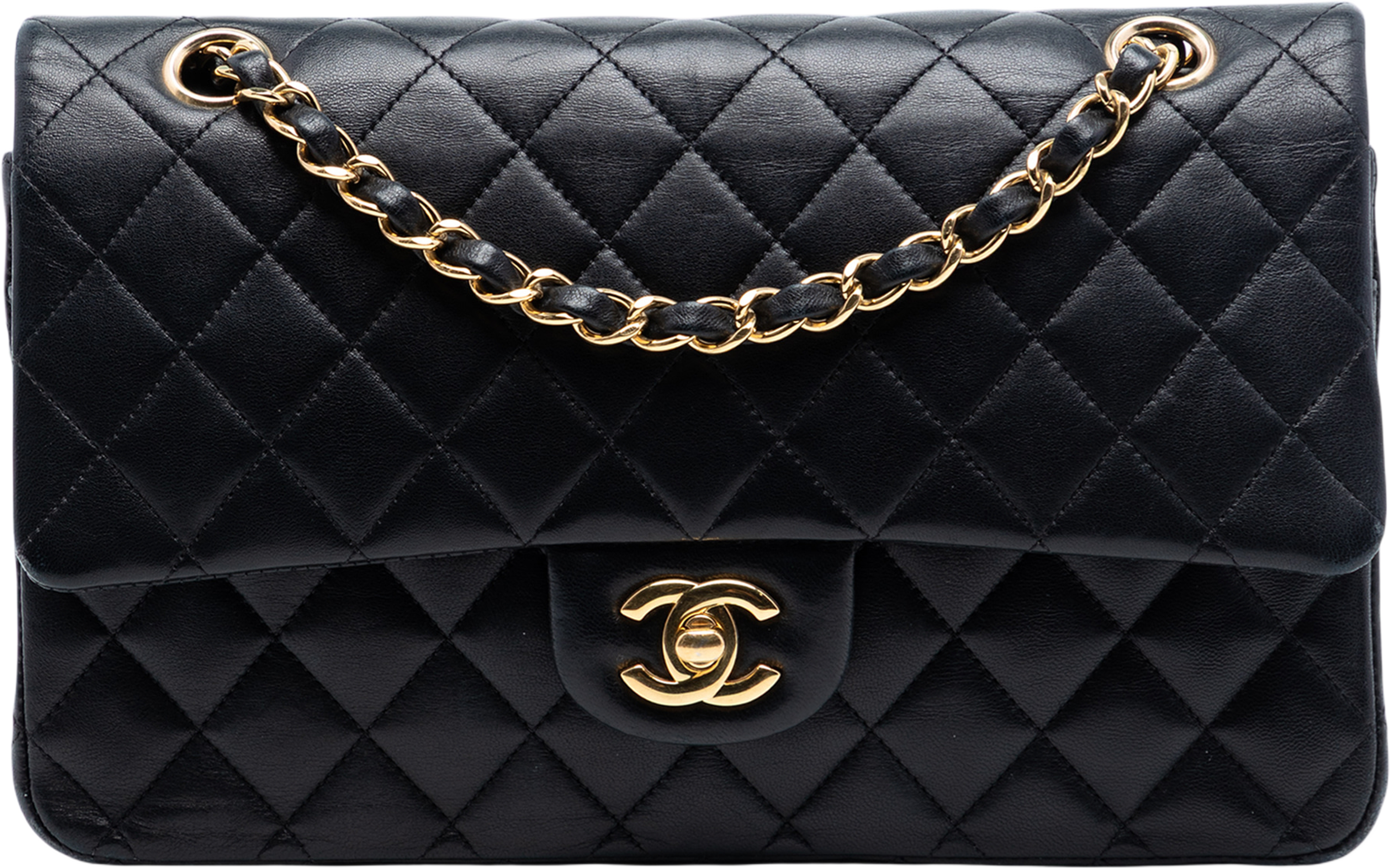 Chanel Medium Classic Lambskin Double Flap, från Luxclusif, i färgen black. Klicka för att öppna bilden i stort format