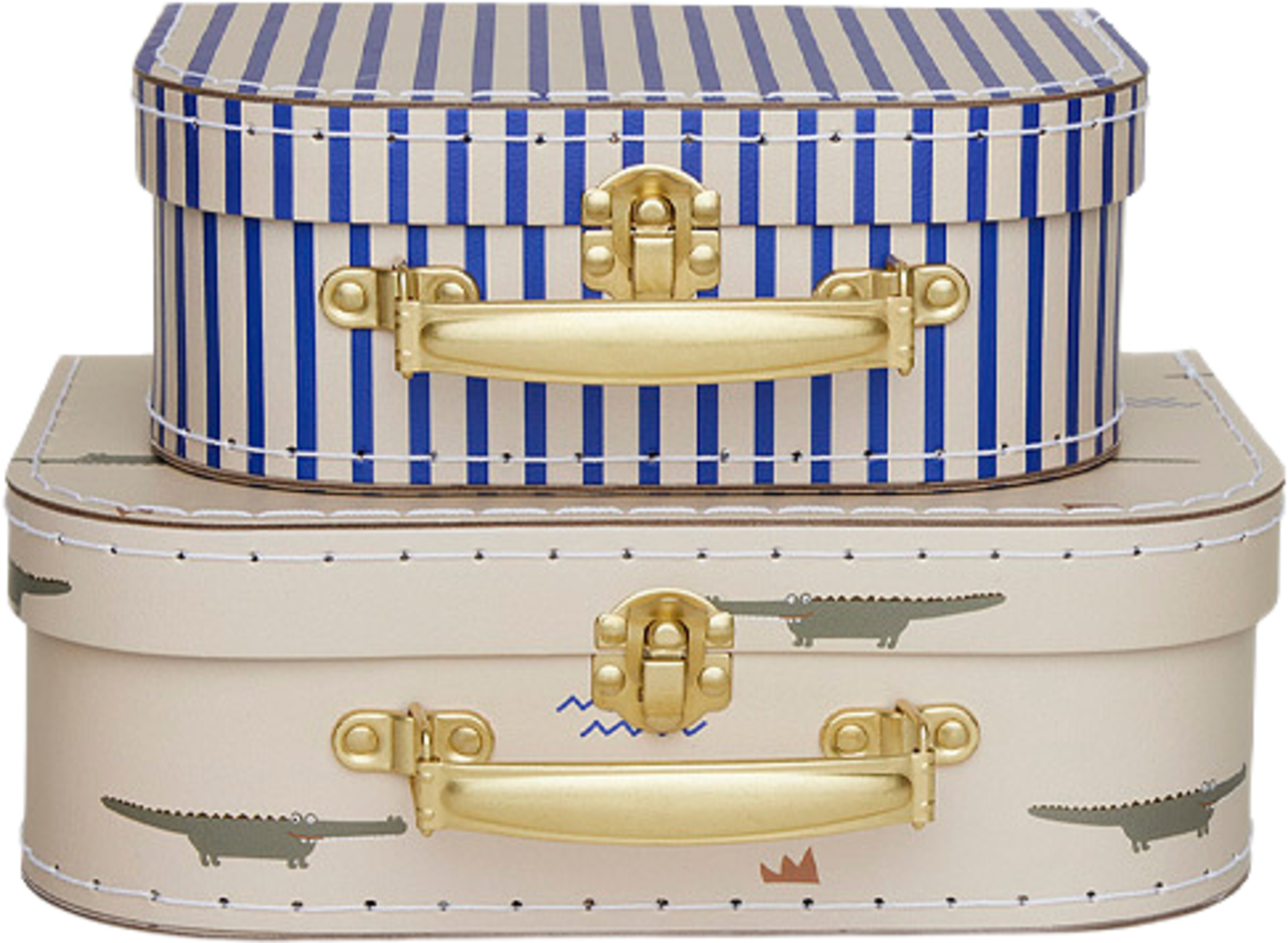 Mini Suitcase Crocodile & Stripe - Set Of 2, från OYOY Mini, i färgen beige. Klicka för att öppna bilden i stort format