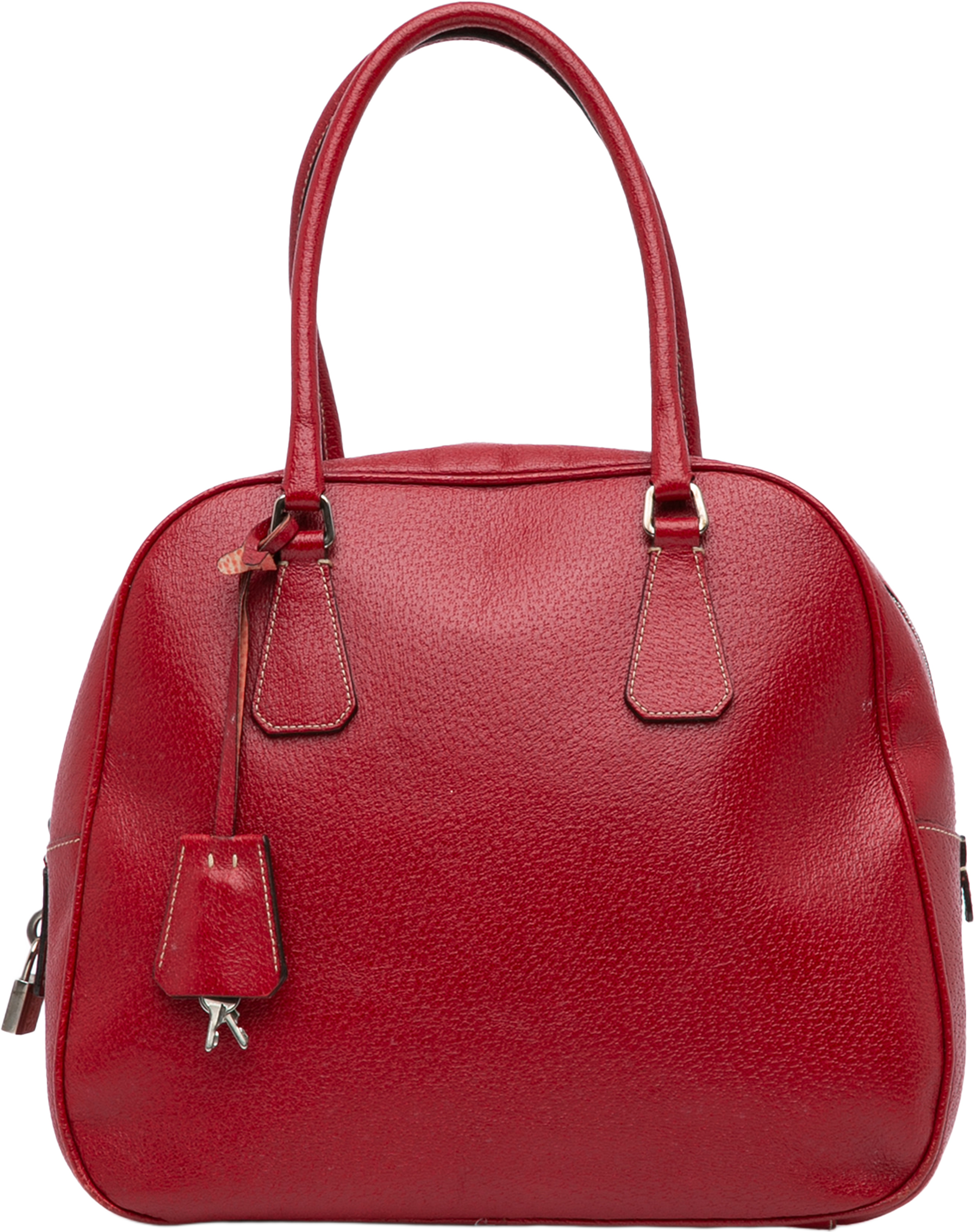 Prada Cinghiale Bauletto Handbag, från Luxclusif, i färgen red. Klicka för att öppna bilden i stort format