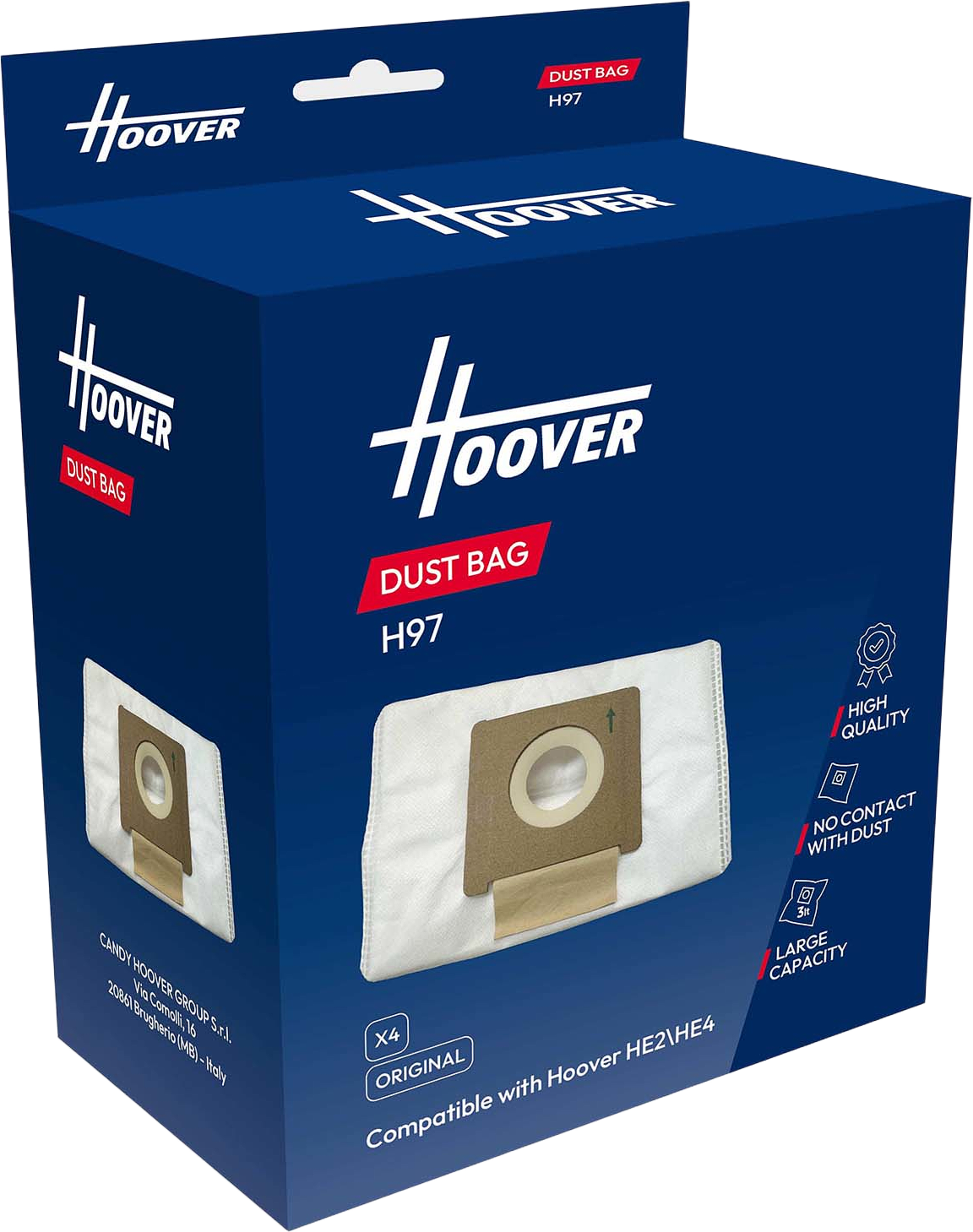 Dammsugarpåsar H97 För He2/he4/hf3 Pro, 4-pack, från Hoover, i färgen beige. Klicka för att öppna bilden i stort format
