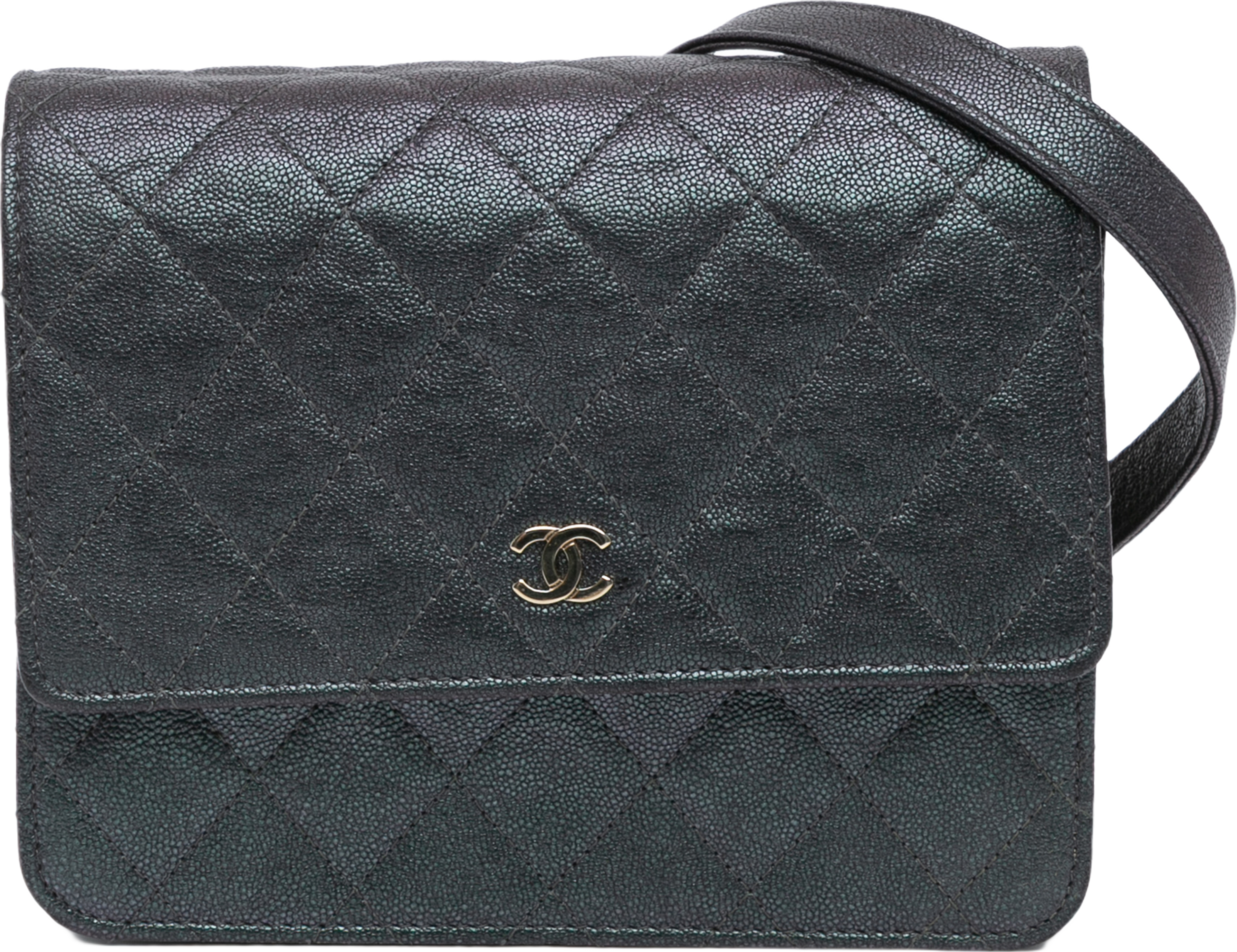 Chanel Quilted Caviar Square Wallet On Chain