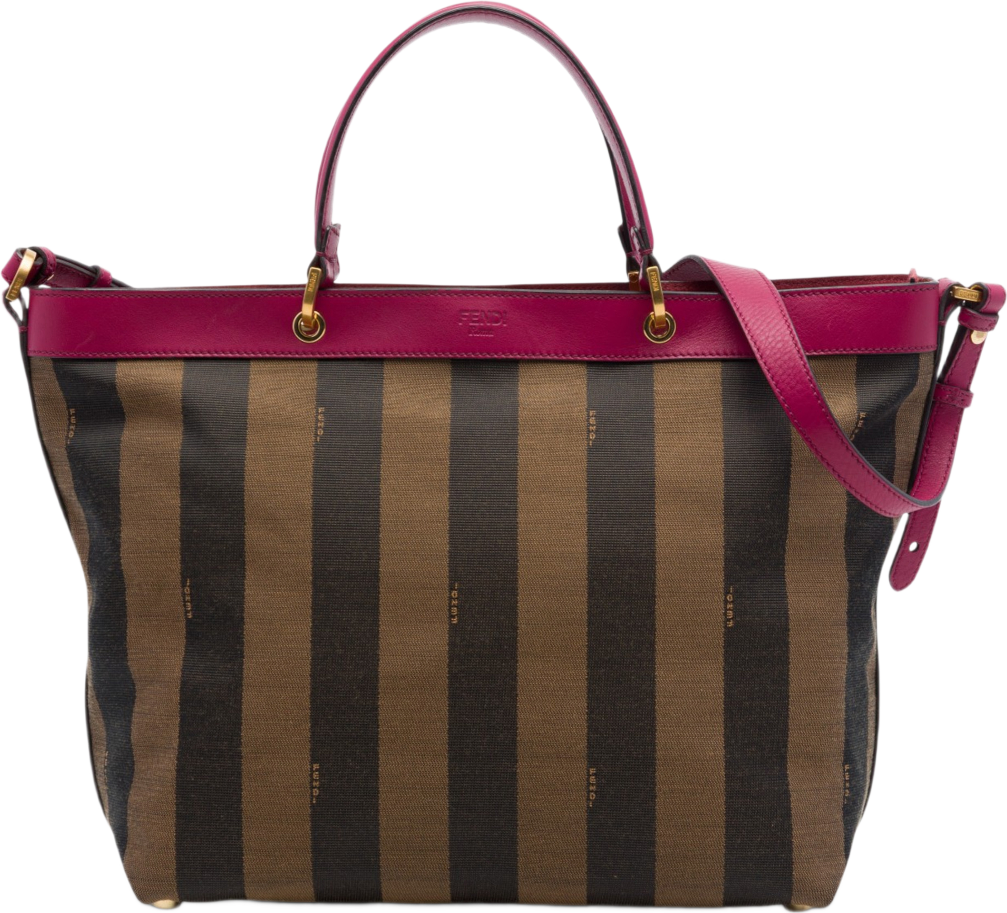 Fendi Large Pequin Canvas Satchel, från Luxclusif, i färgen brun. Klicka för att öppna bilden i stort format