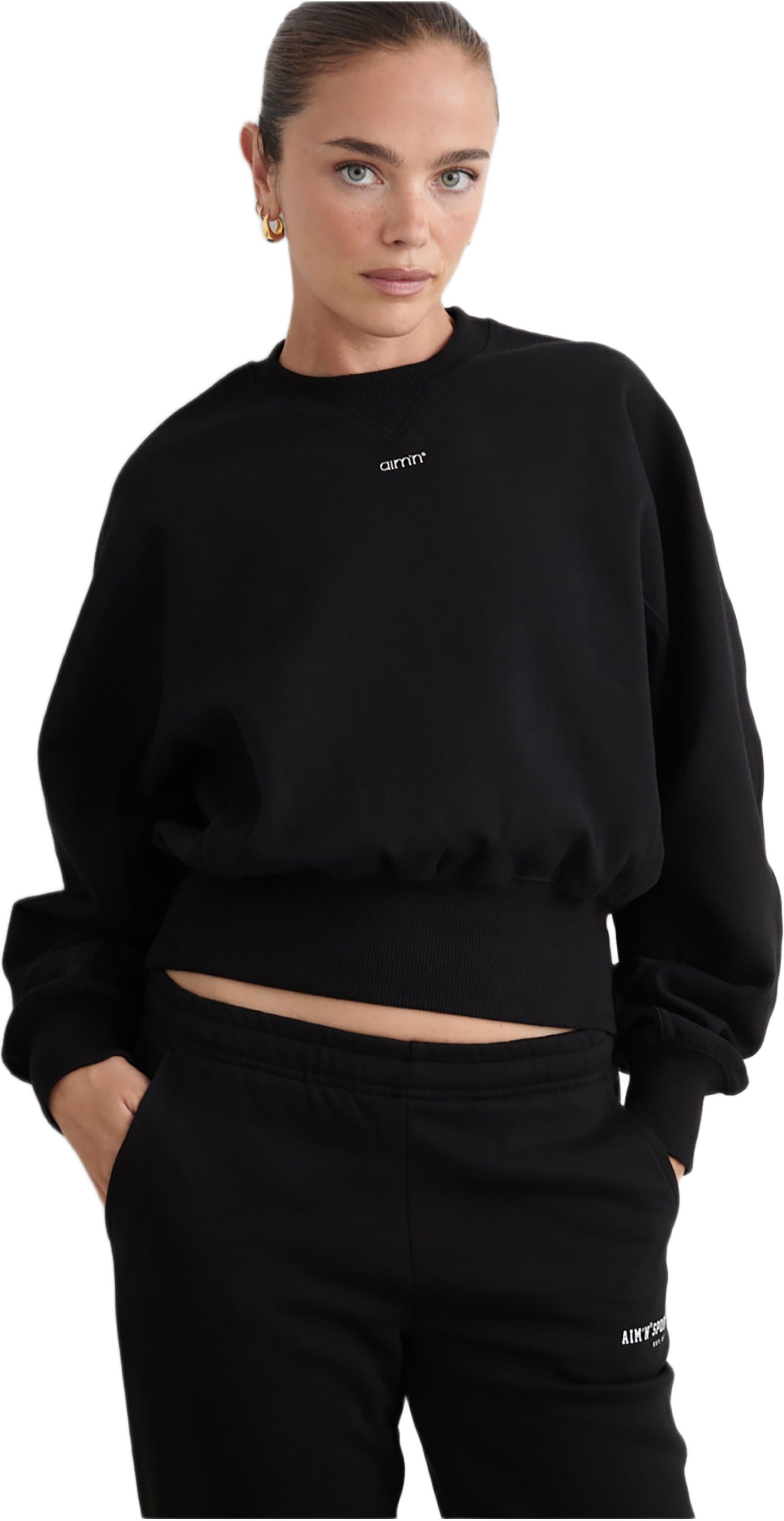 Sportif Sweatshirt, från aim'n, i färgen black. Klicka för att öppna bilden i stort format
