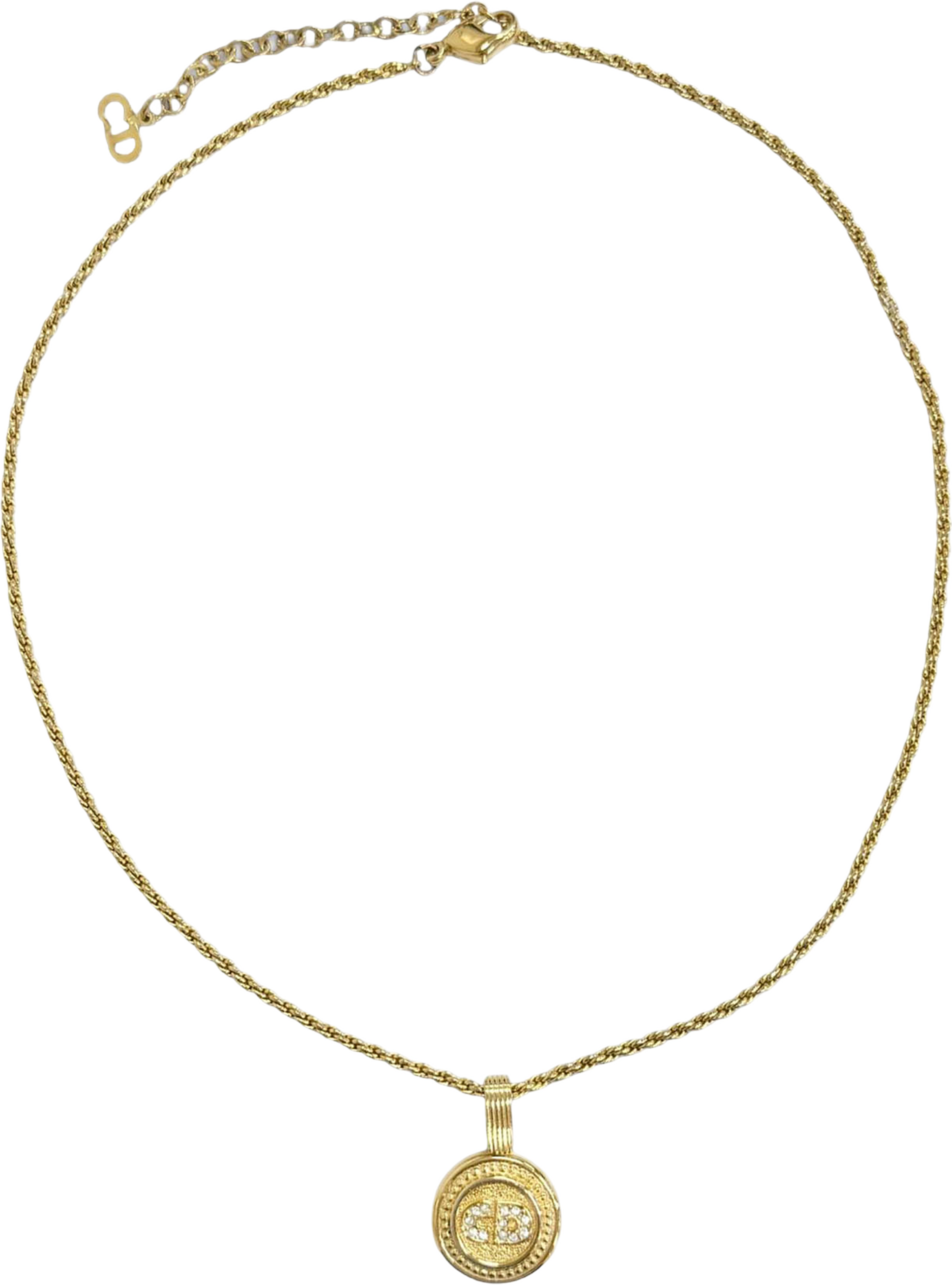 Dior Gold Plated Strass Cd Logo Pendant Necklace, från Luxclusif, i färgen guld. Klicka för att öppna bilden i stort format