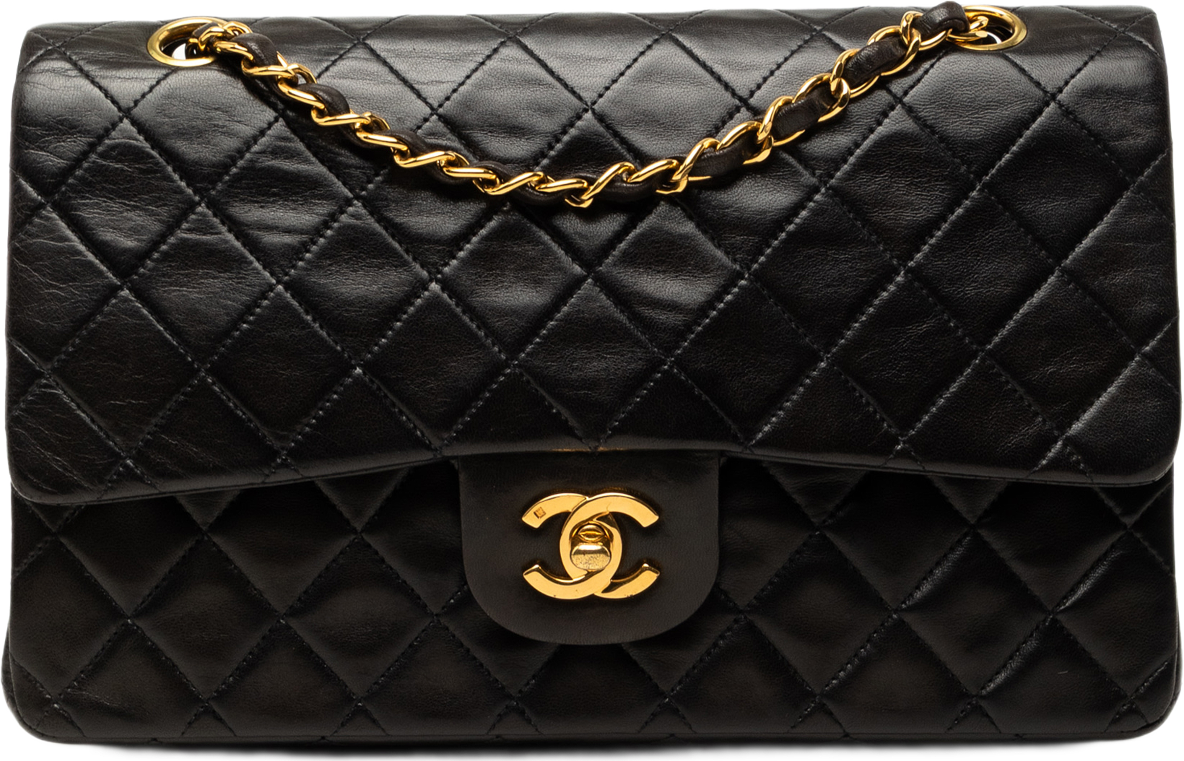 Chanel Medium Classic Lambskin Double Flap, från Luxclusif, i färgen svart. Klicka för att öppna bilden i stort format
