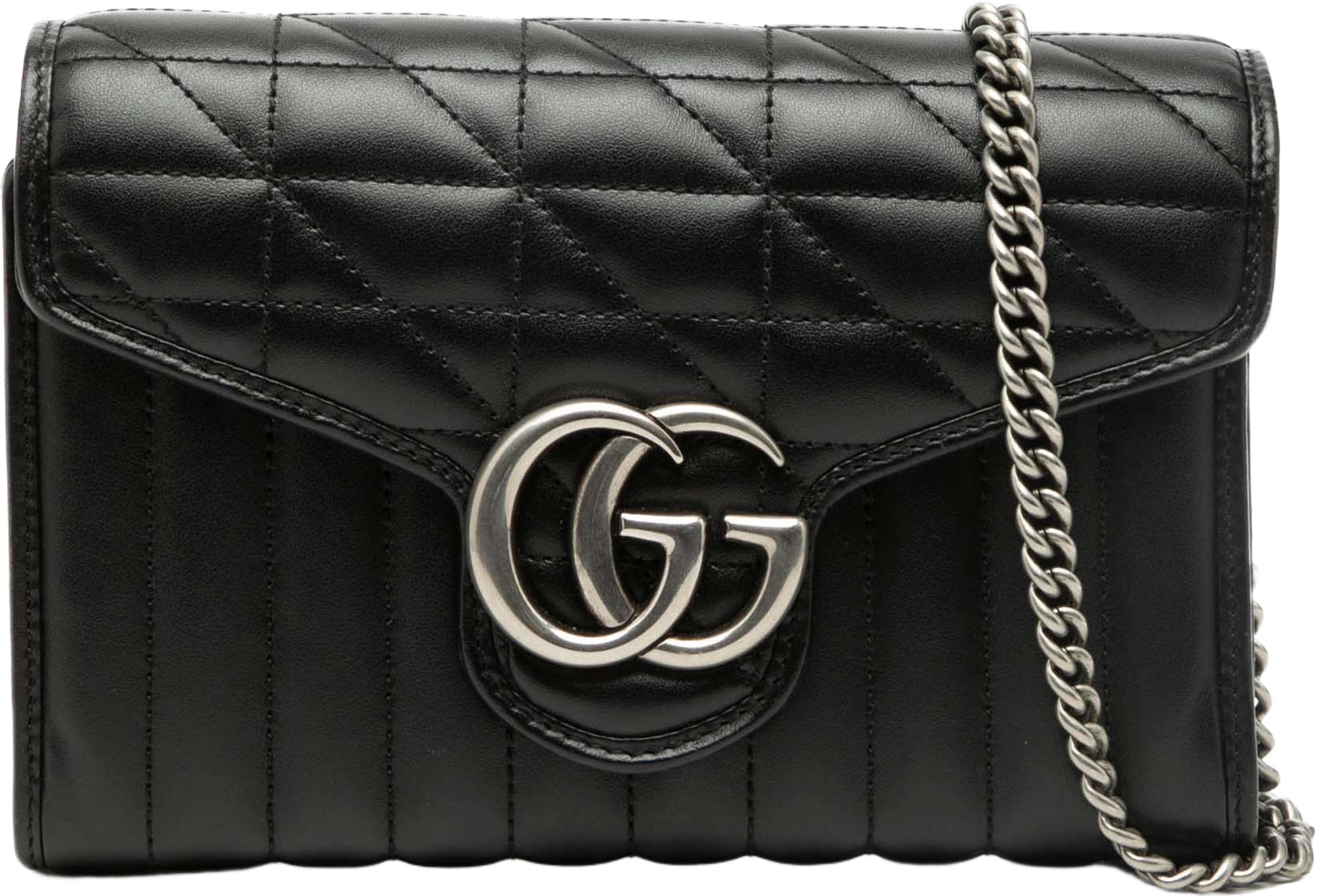 Gucci Gg Marmont Matelasse Leather Aria Wallet On Chain, från Luxclusif, i färgen black. Klicka för att öppna bilden i stort format