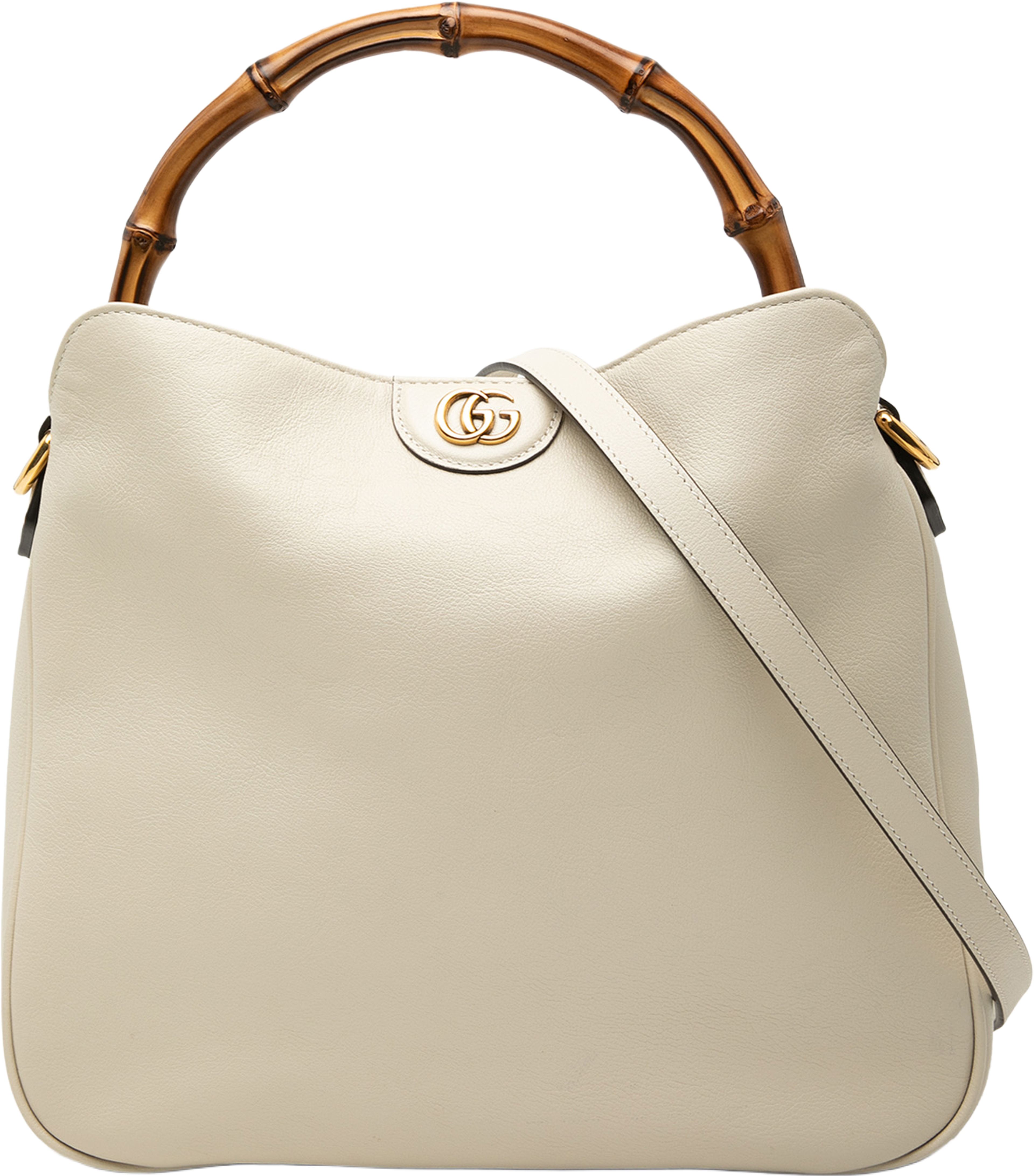 Gucci Medium Leather Bamboo Diana Satchel, från Luxclusif, i färgen white. Klicka för att öppna bilden i stort format