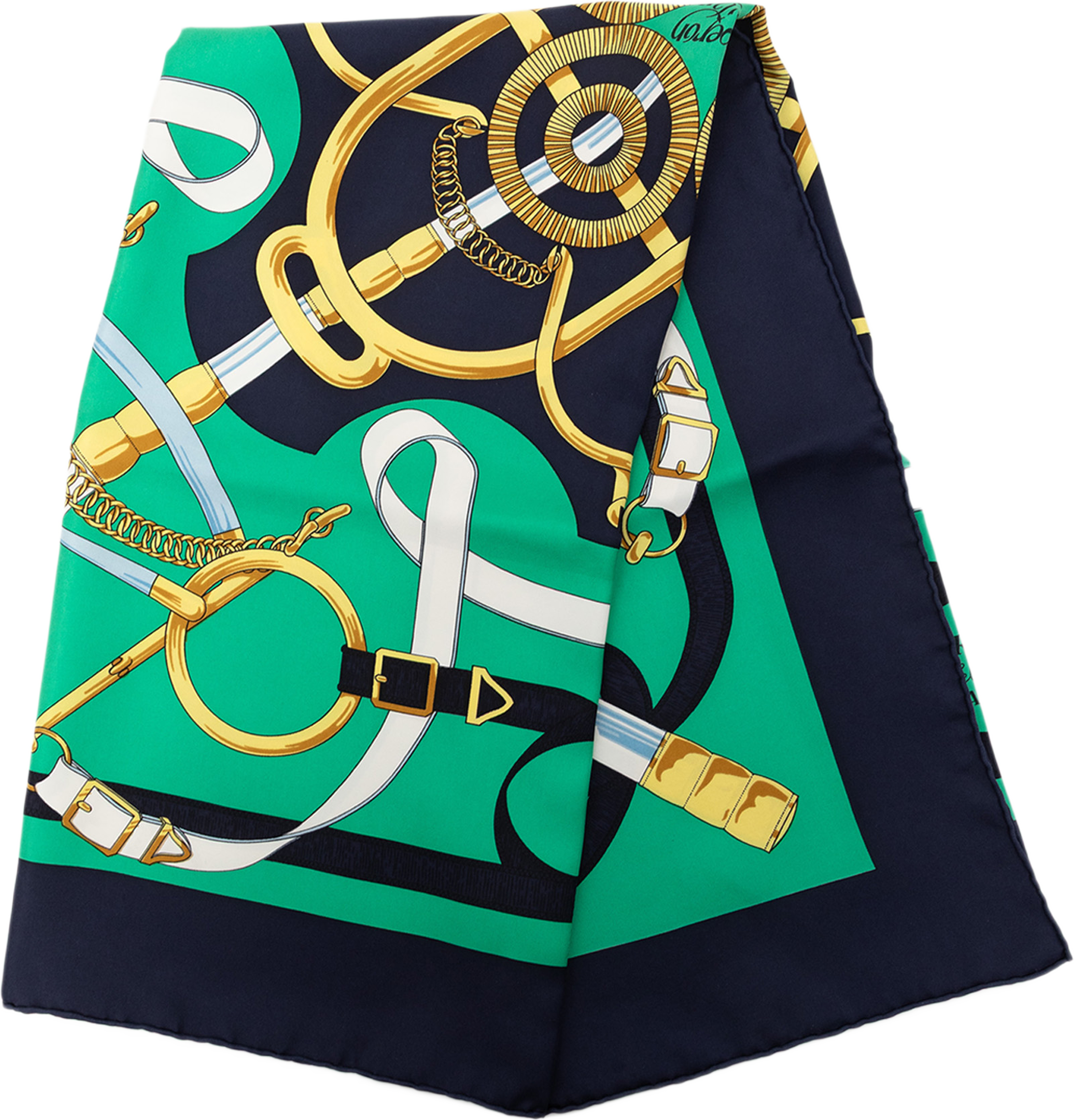 Hermès Eperon D Or Silk Scarf 90, från Luxclusif, i färgen green. Klicka för att öppna bilden i stort format