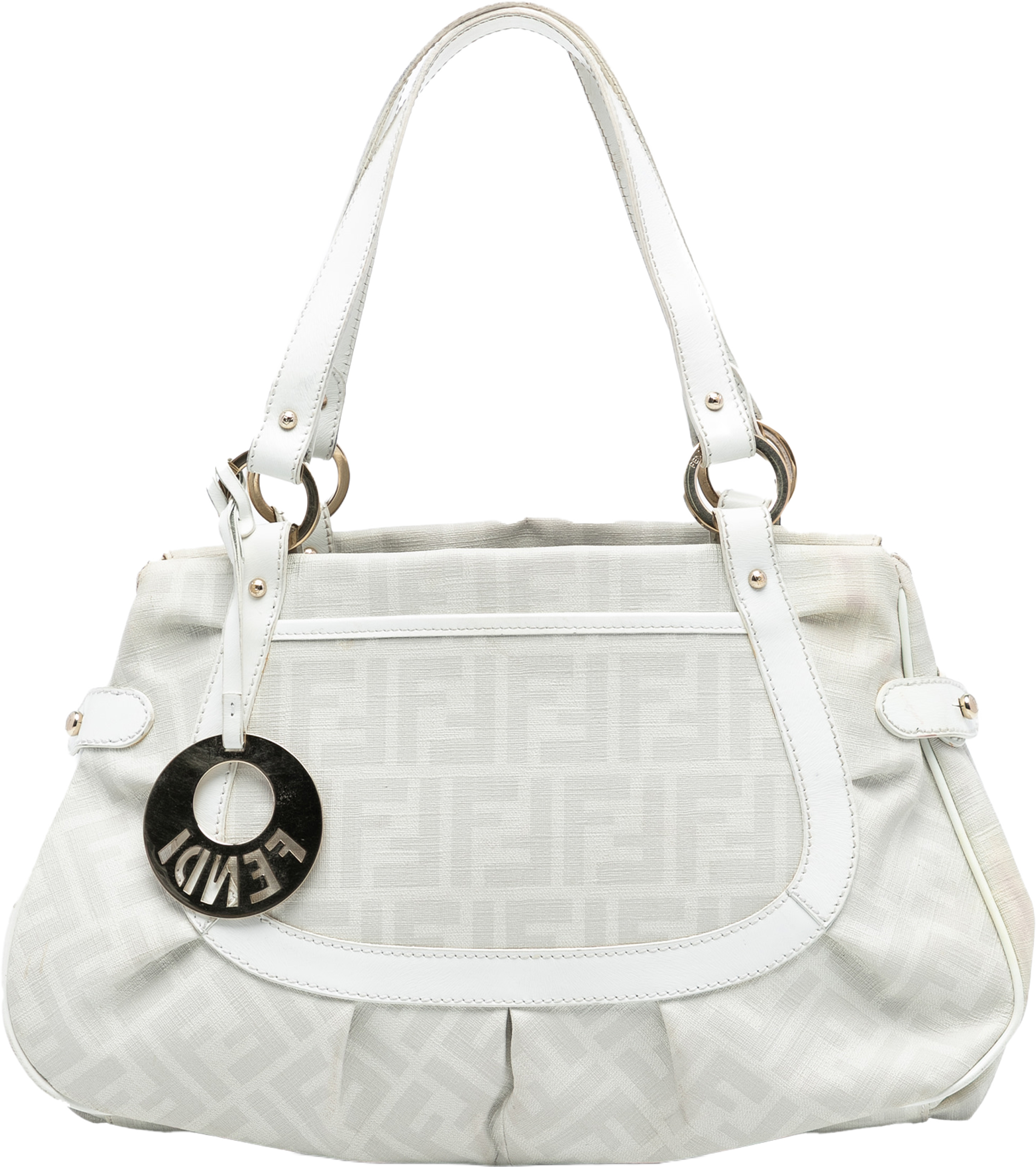 Fendi Medium Zucca Spalmati Chef Shopper Tote, från Luxclusif, i färgen white. Klicka för att öppna bilden i stort format