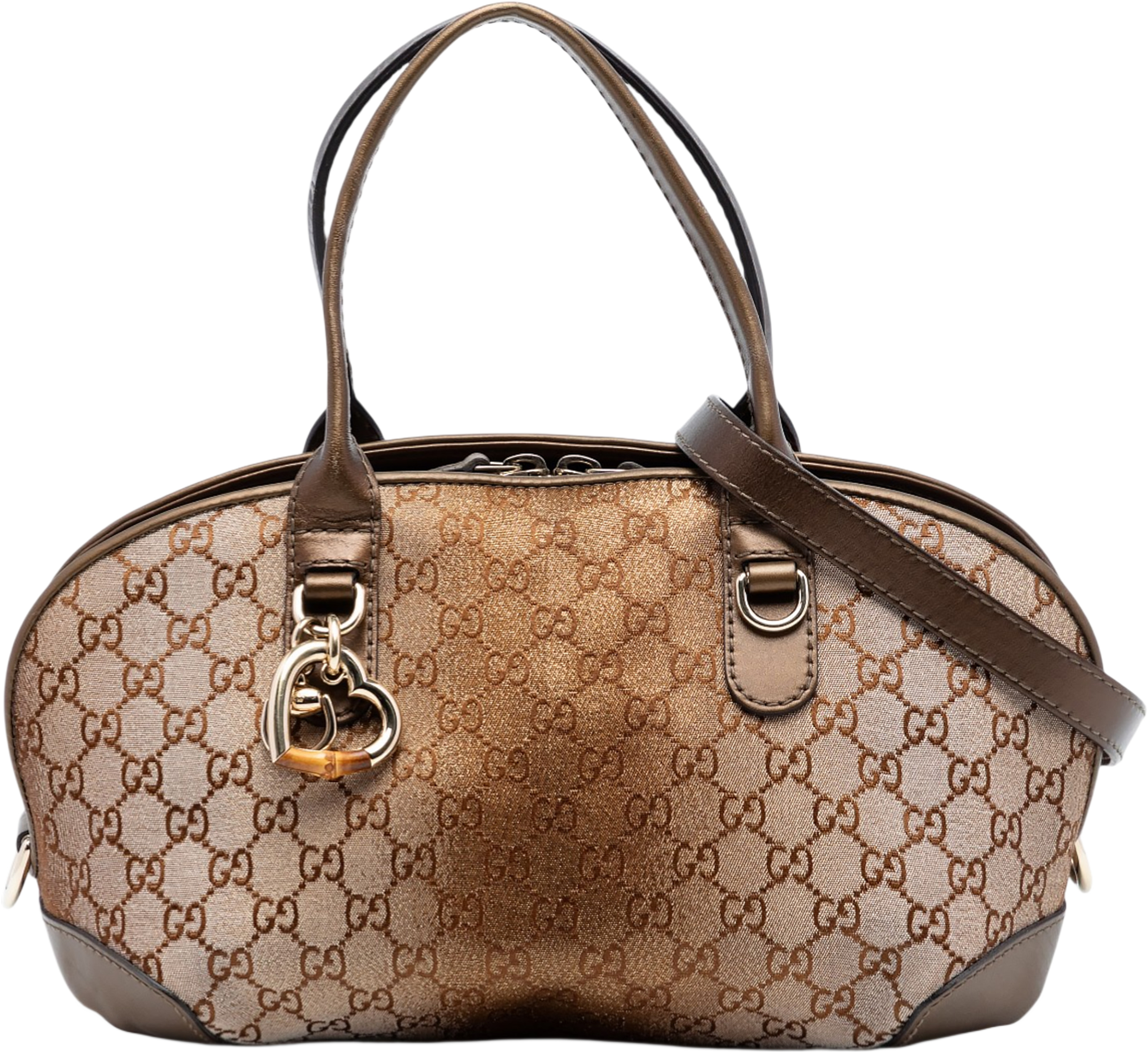 Gucci Gg Lurex Heart Bit Satchel, från Luxclusif, i färgen beige. Klicka för att öppna bilden i stort format