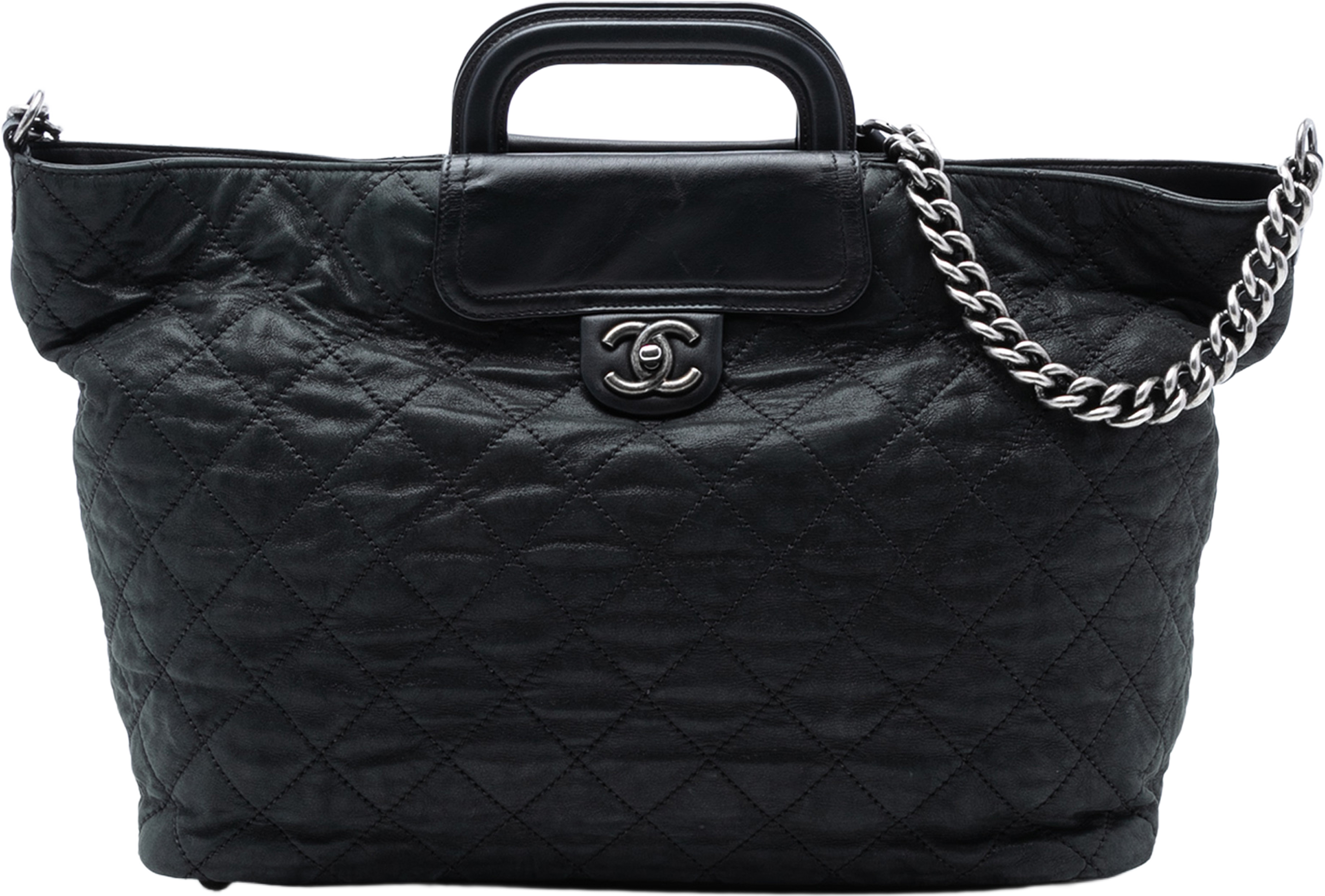 Chanel Large Iridescent Quilted Calfskin In The Mix Shopping Tote, från Luxclusif, i färgen black. Klicka för att öppna bilden i stort format