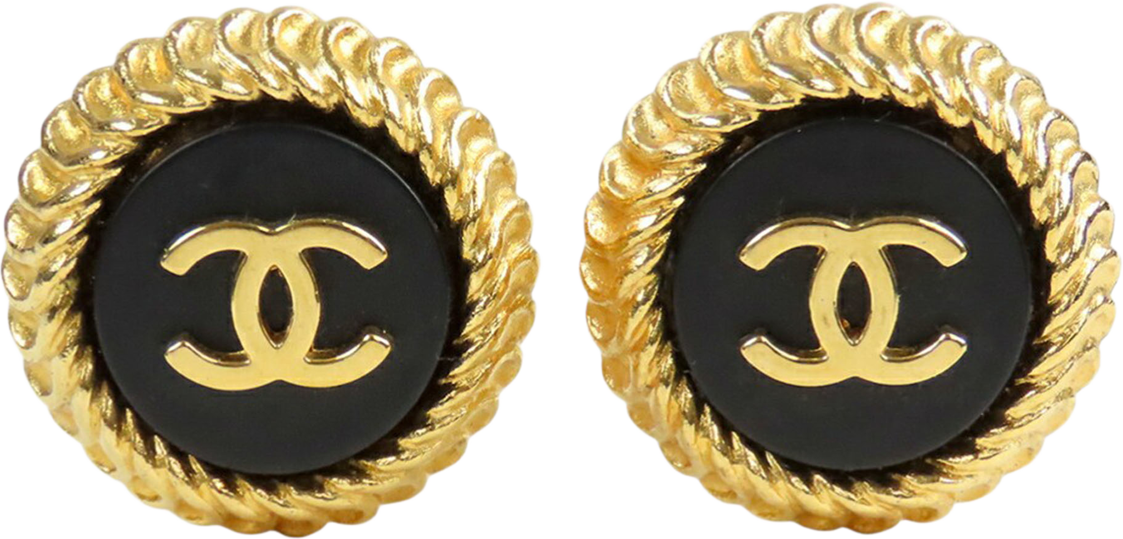 Chanel Cc Gold Plated And Resin Round Button Clip On Earrings, från Luxclusif, i färgen gold. Klicka för att öppna bilden i stort format