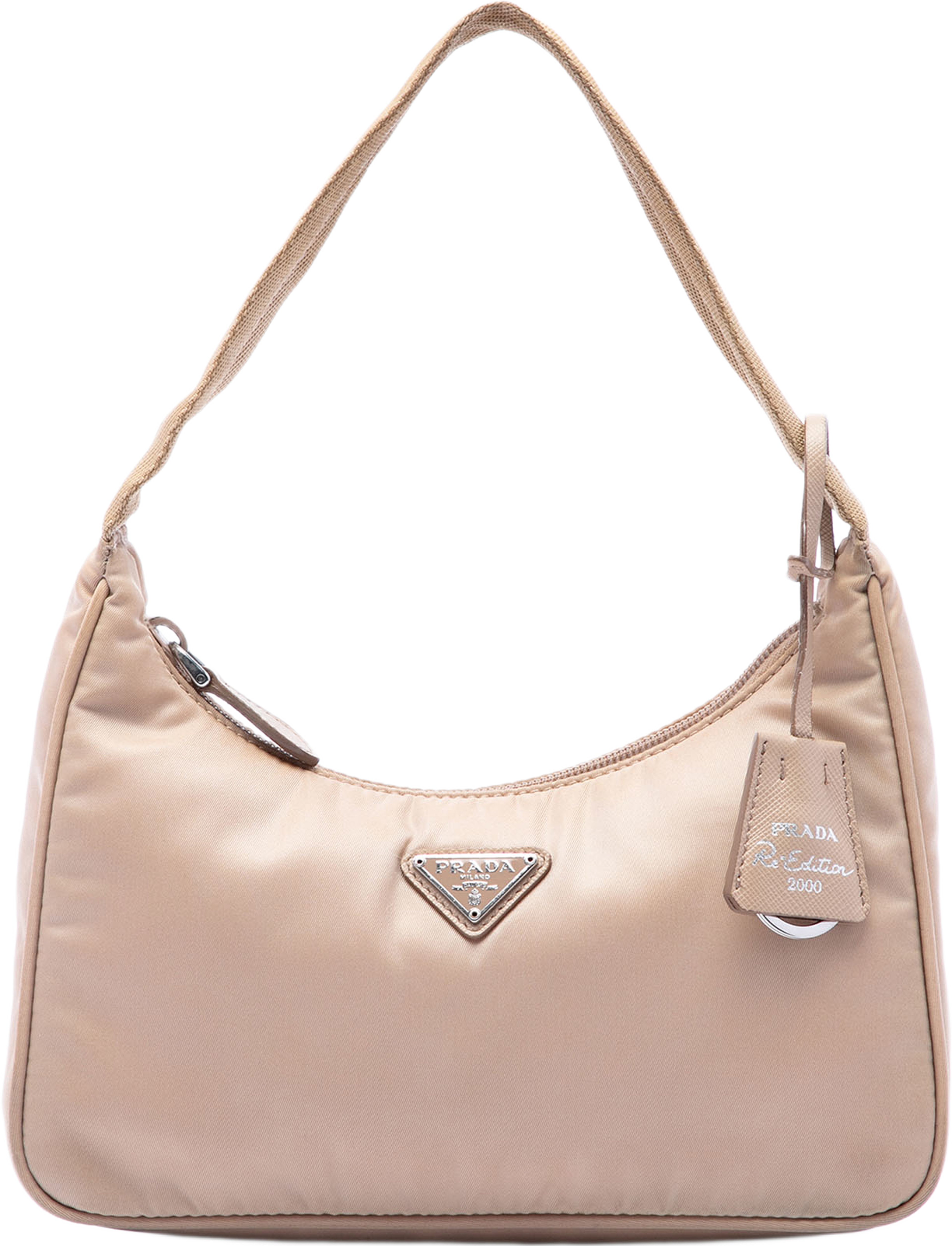 Prada Mini Tessuto Re Edition 2000 Shoulder Bag, från Luxclusif, i färgen beige. Klicka för att öppna bilden i stort format