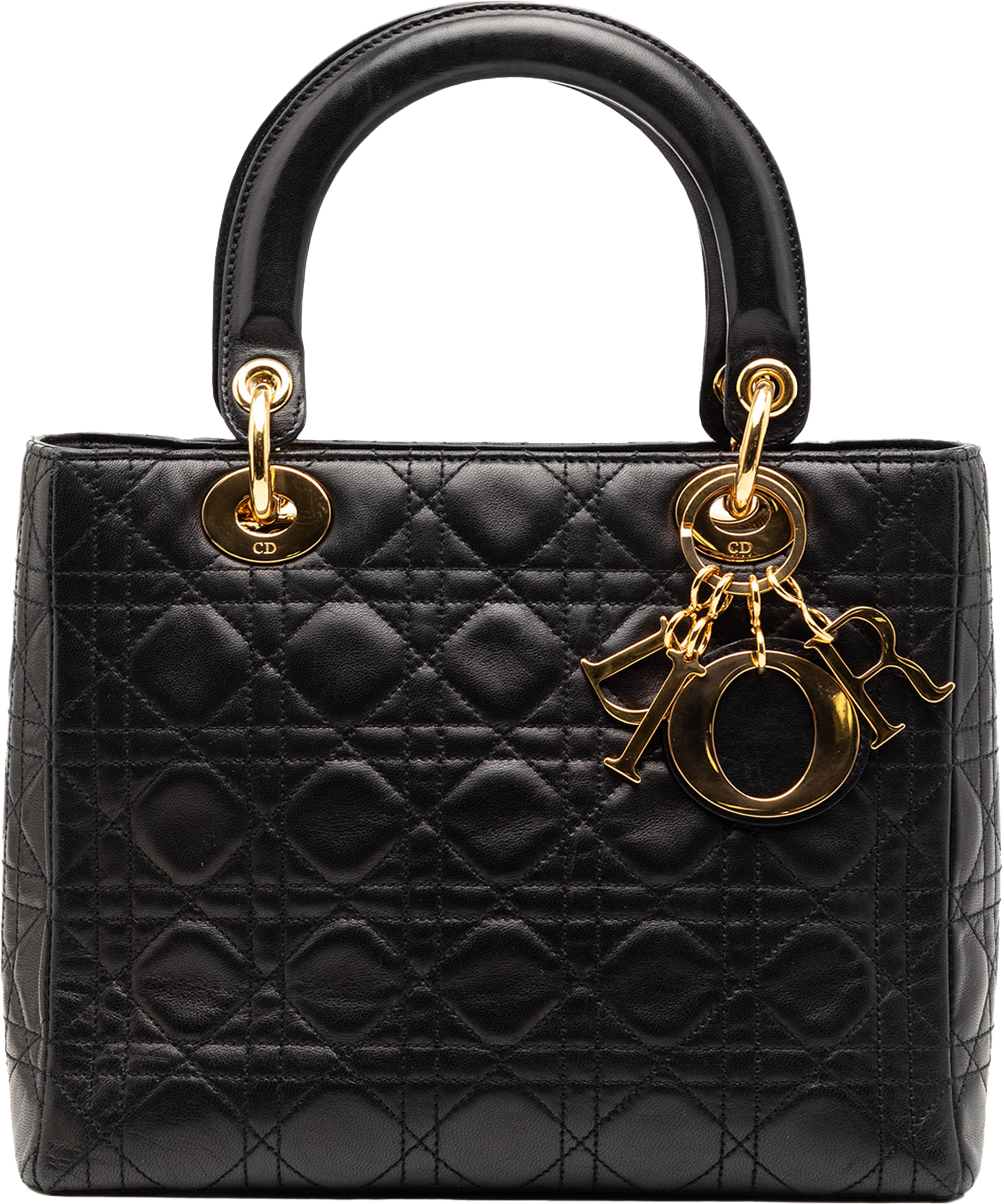 Dior Medium Lambskin Cannage Lady Dior, från Luxclusif, i färgen black. Klicka för att öppna bilden i stort format