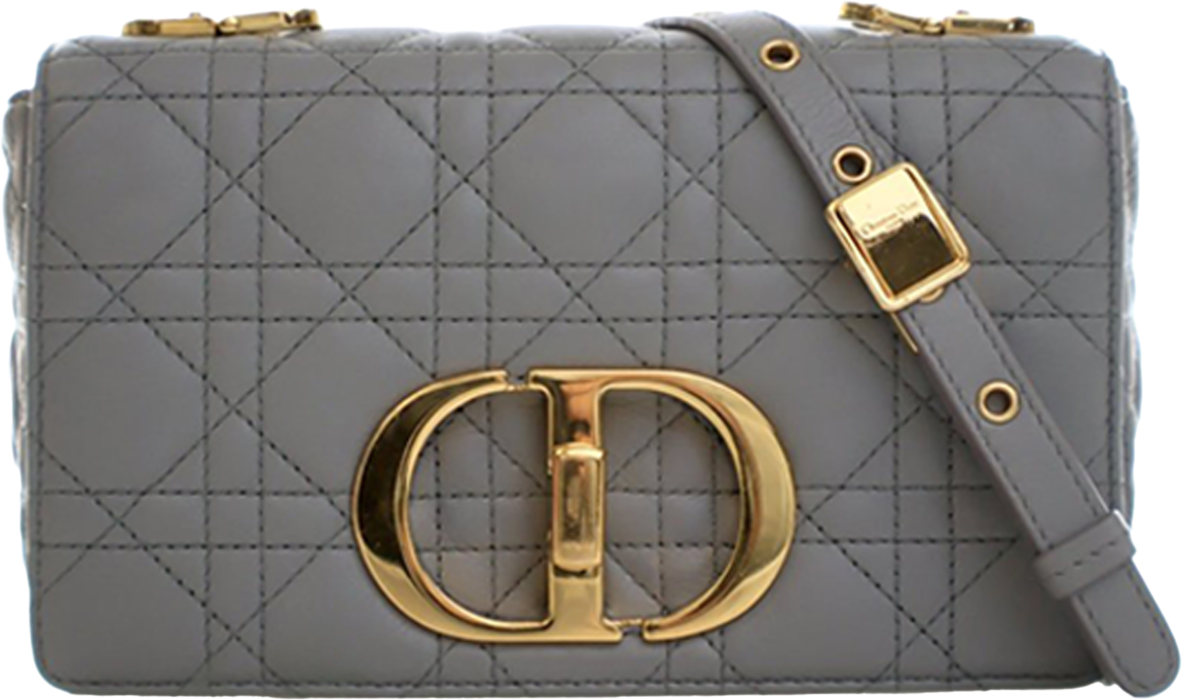 Dior Small Calfskin Cannage Caro Crossbody, från Luxclusif, i färgen gray. Klicka för att öppna bilden i stort format