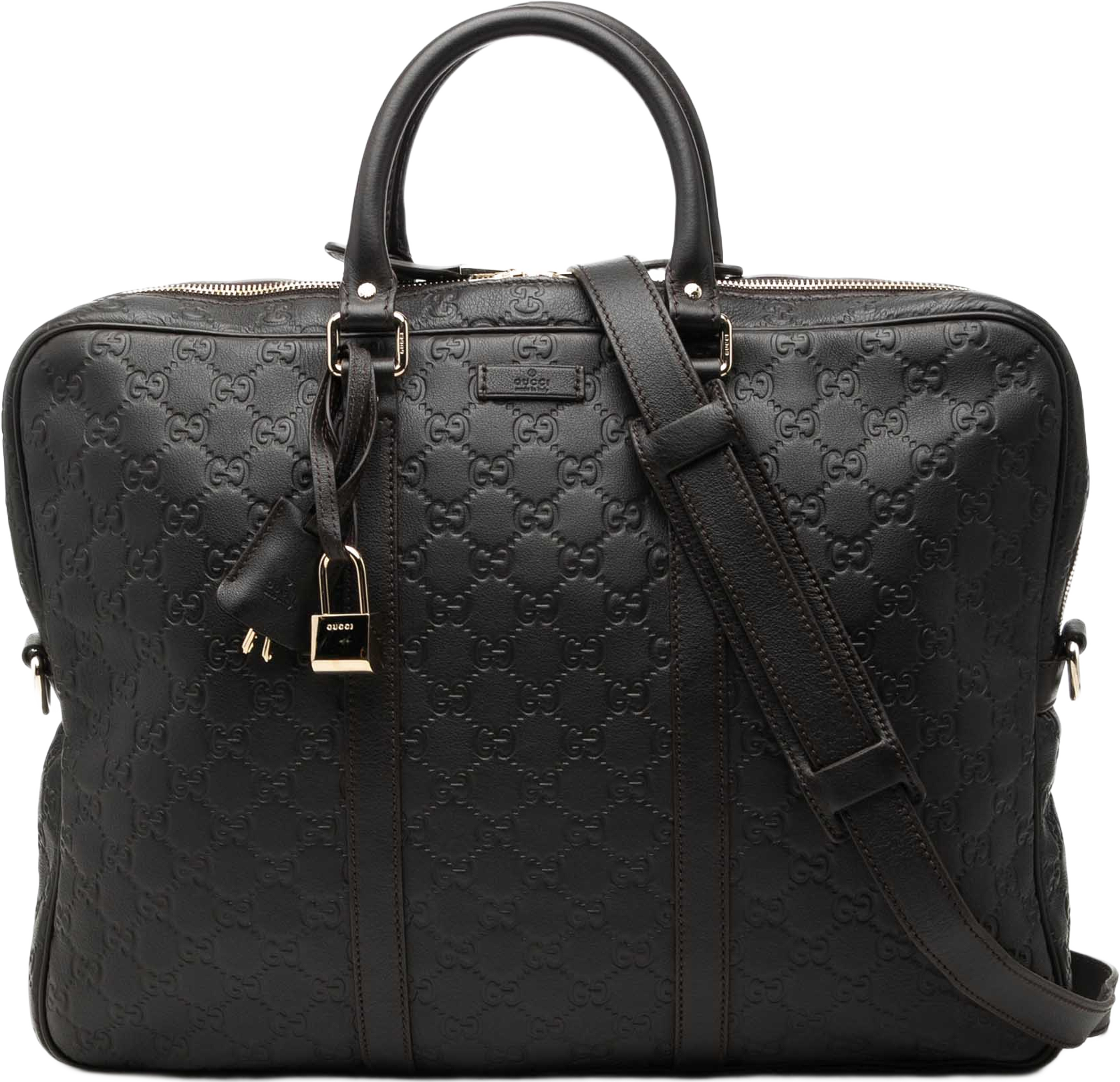 Gucci Guccissima Business Bag, från Luxclusif, i färgen brun. Klicka för att öppna bilden i stort format