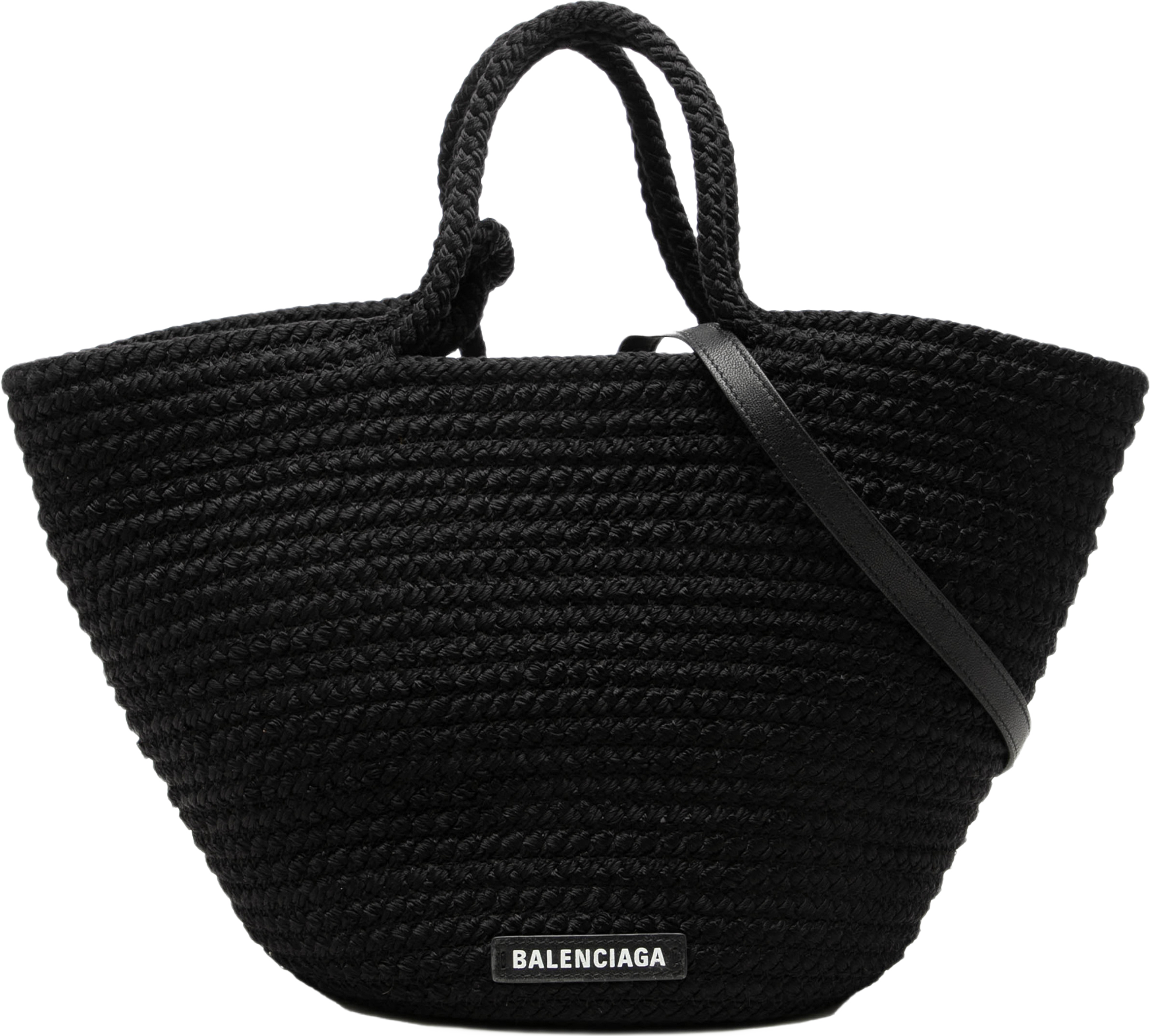 Balenciaga Small Nylon Ibiza Basket Bag, från Luxclusif, i färgen svart. Klicka för att öppna bilden i stort format