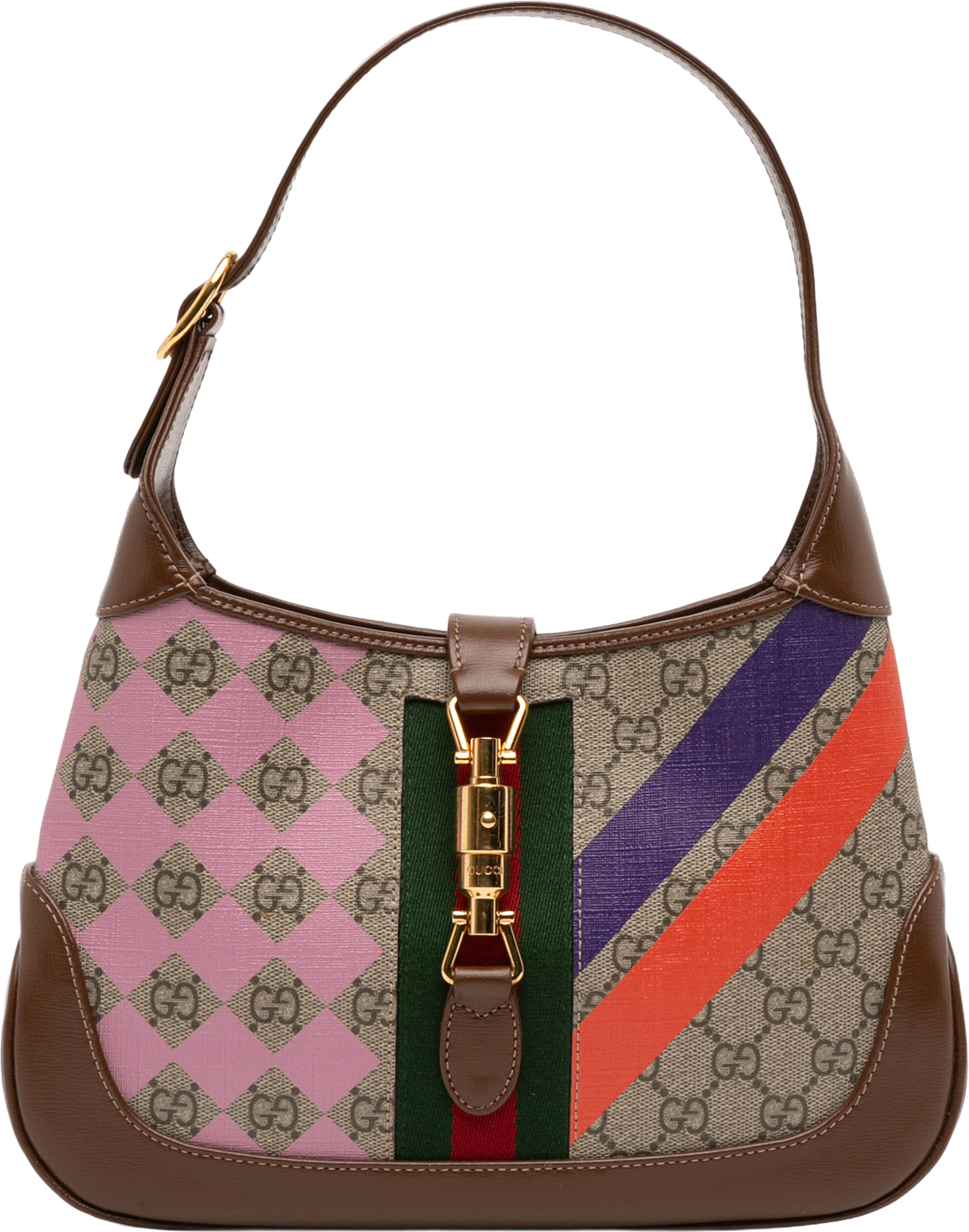 Gucci Small Gg Supreme Web Geometric Jackie 1961 Crossbody, från Luxclusif, i färgen beige. Klicka för att öppna bilden i stort format