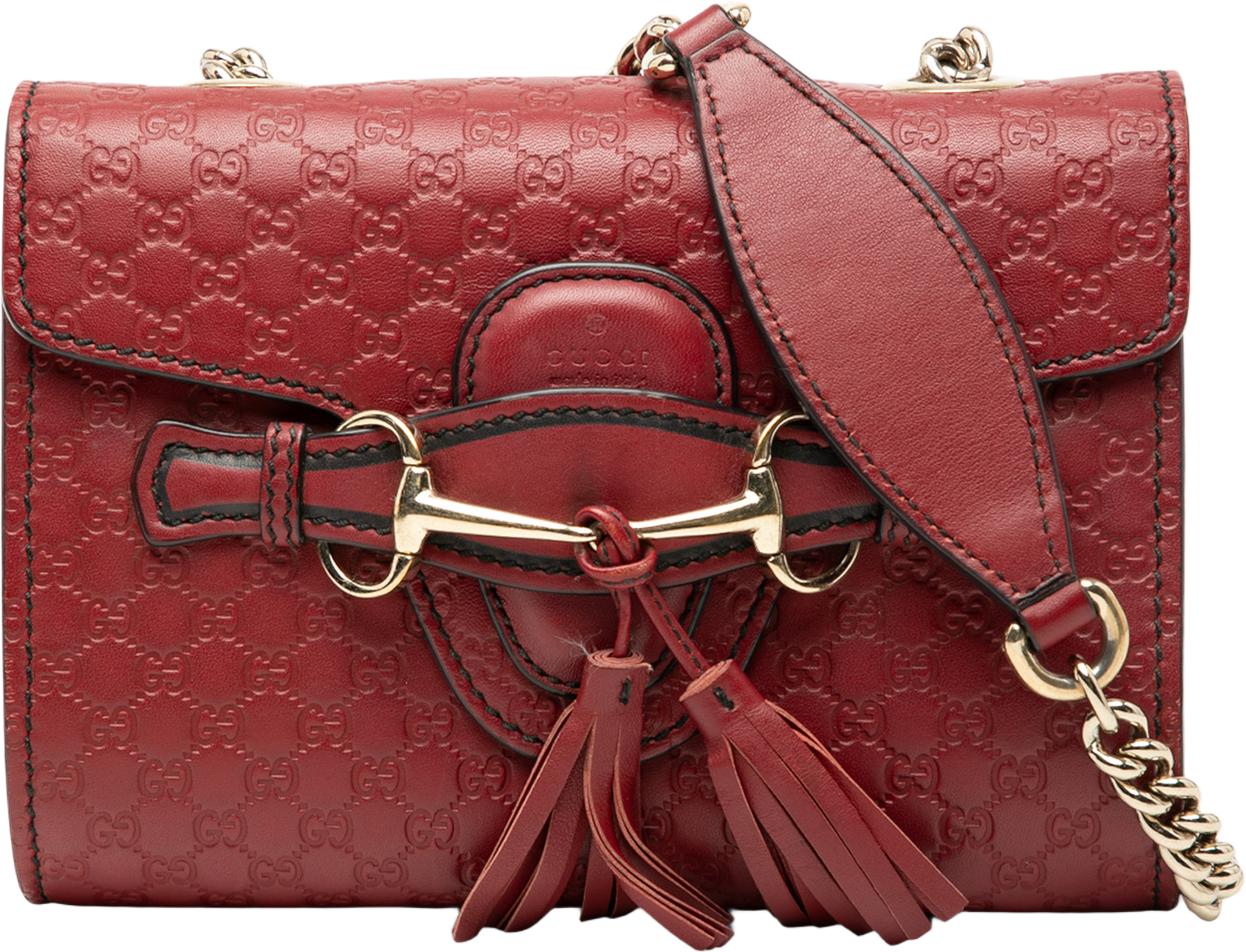 Gucci Mini Microguccissima Emily Crossbody, från Luxclusif, i färgen red. Klicka för att öppna bilden i stort format