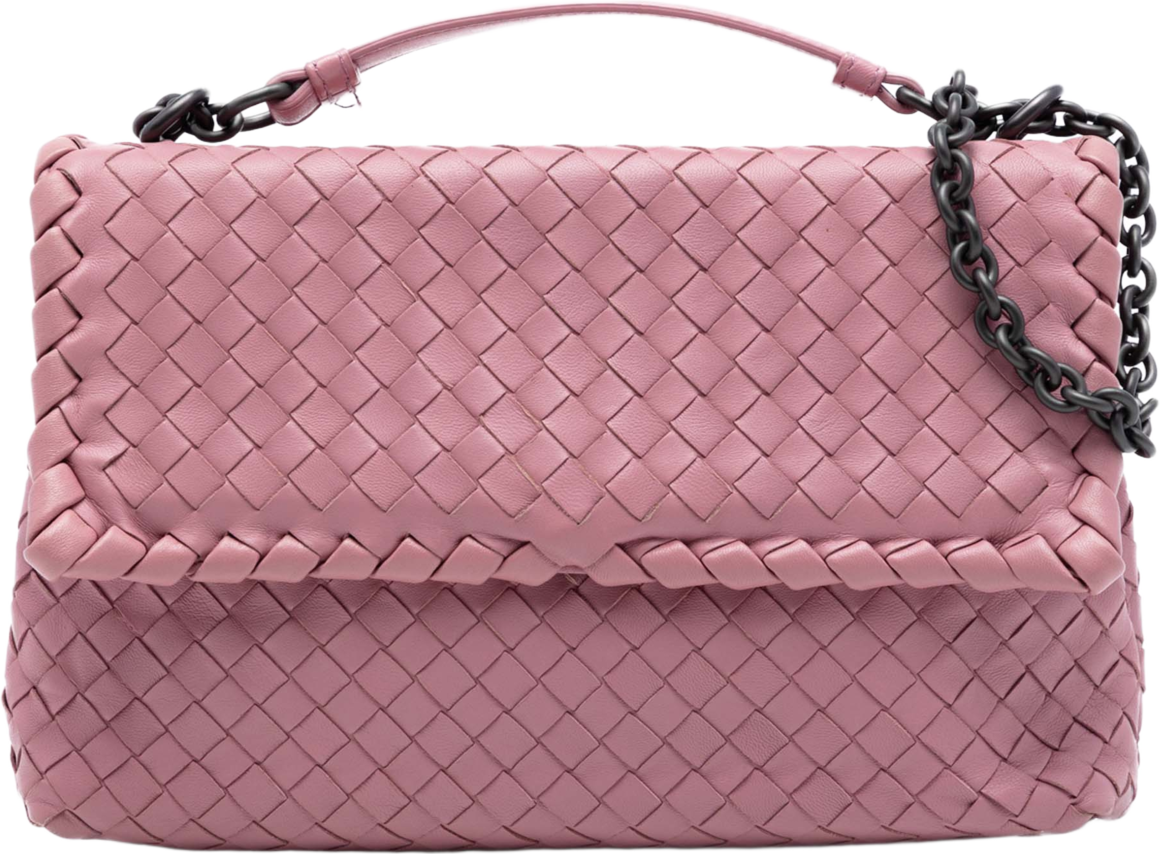 Bottega Veneta Small Nappa Intrecciato Olimpia Shoulder Bag, från Luxclusif, i färgen pink. Klicka för att öppna bilden i stort format