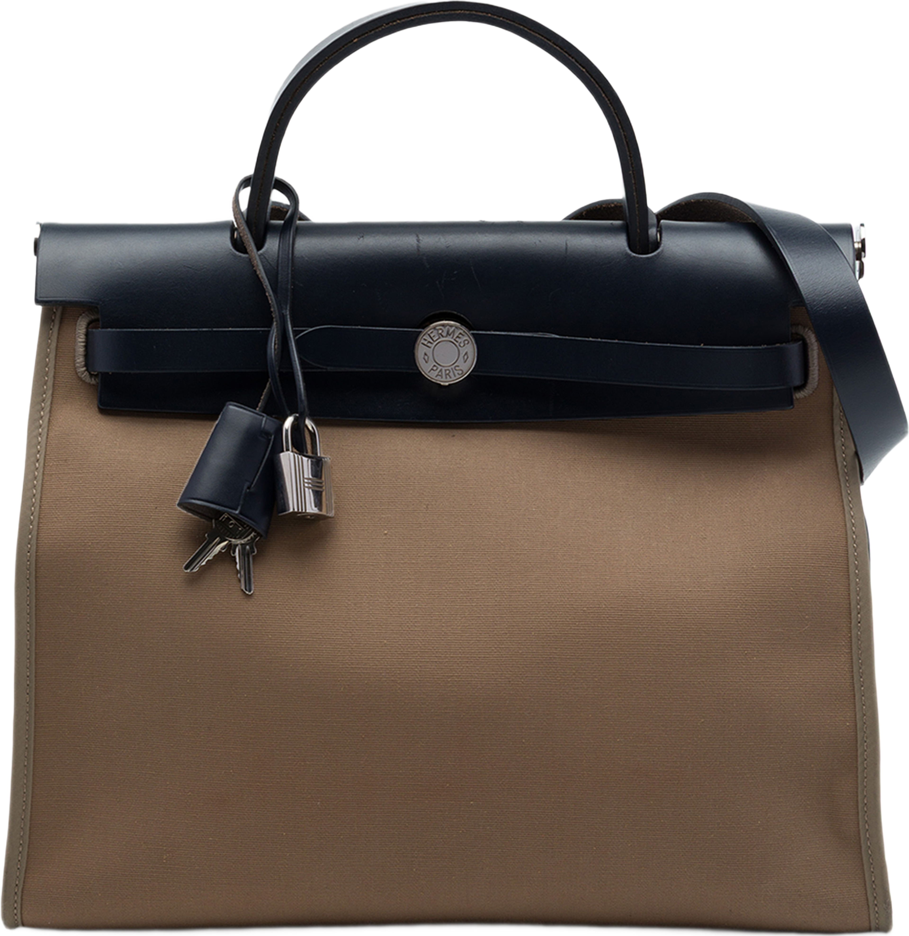 Hermès Toile Herbag Zip 31, från Luxclusif, i färgen brun. Klicka för att öppna bilden i stort format