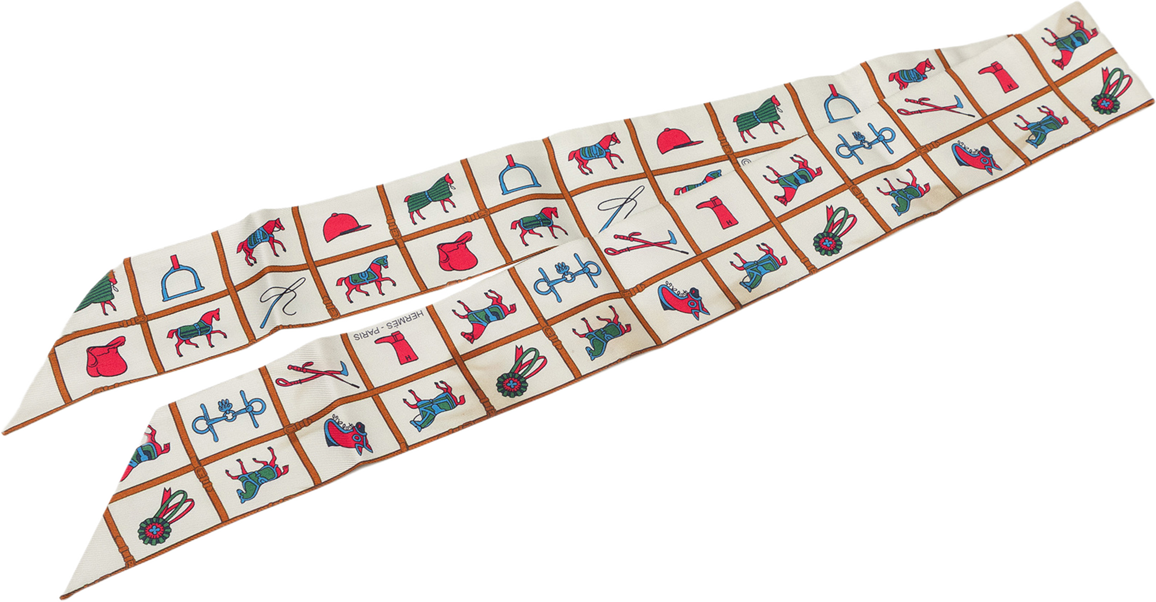 Hermès Couvertures Et Tenues De Jour Silk Twilly Scarf, från Luxclusif, i färgen vit. Klicka för att öppna bilden i stort format