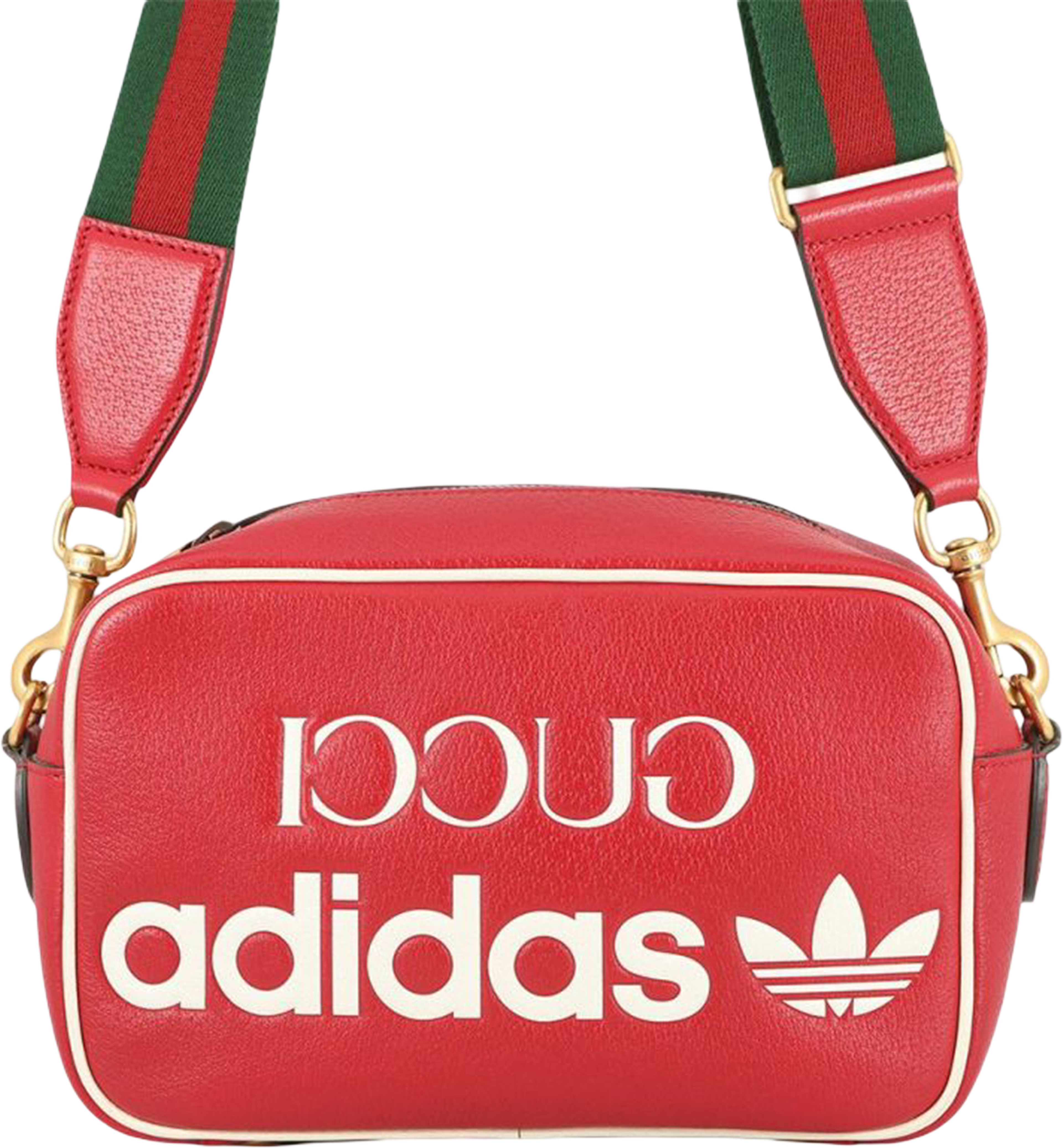 Gucci Adidas Small Leather Web Crossbody, från Luxclusif, i färgen red. Klicka för att öppna bilden i stort format