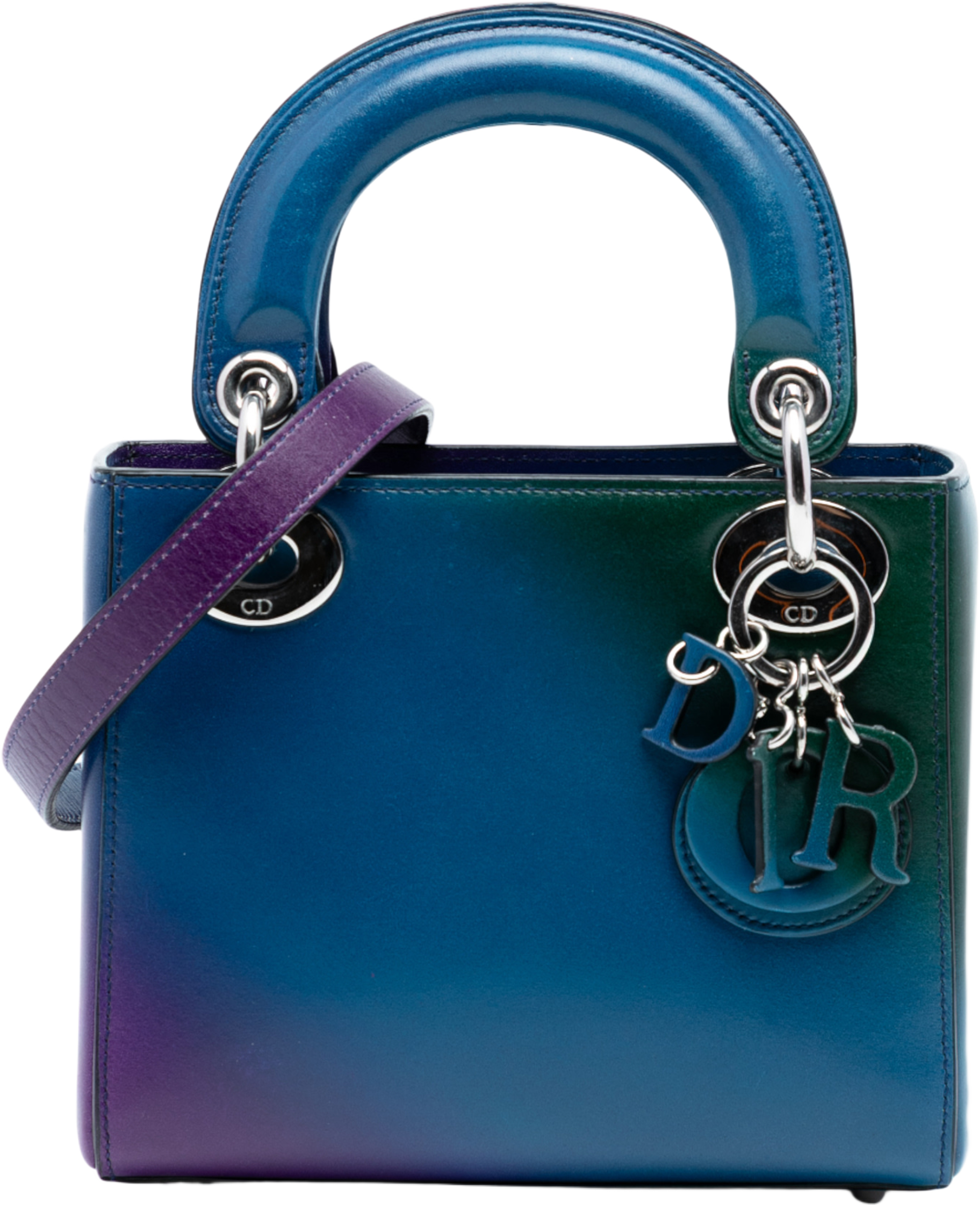 Dior Mini Ombre Calfskin Lady Dior, från Luxclusif, i färgen blue. Klicka för att öppna bilden i stort format