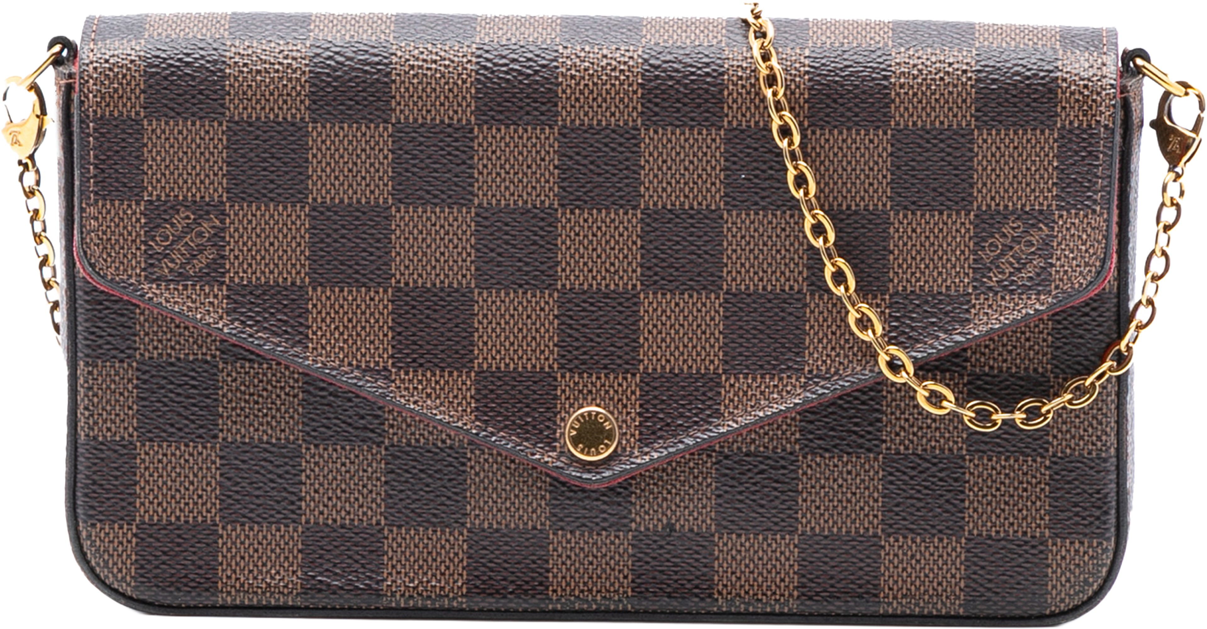 Louis Vuitton Damier Ebene Pochette Felicie, från Luxclusif, i färgen brown. Klicka för att öppna bilden i stort format