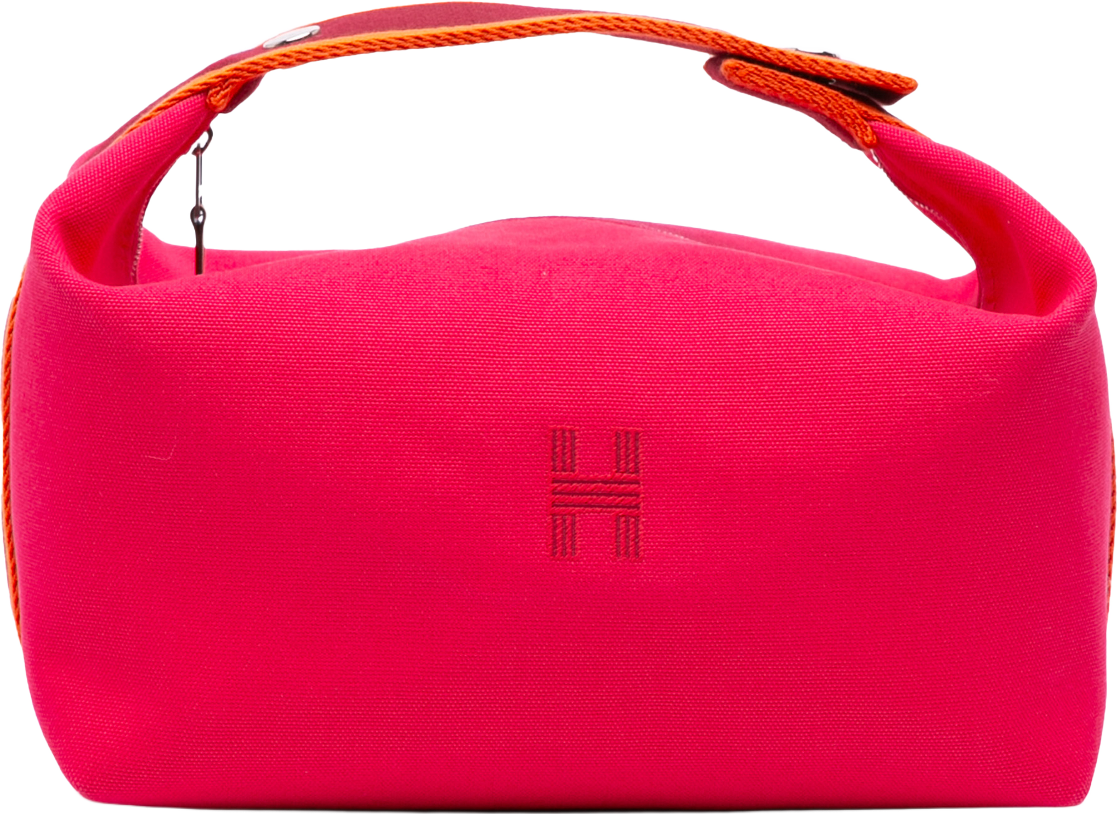 Hermès Large Toile Bride A Brac Case, från Luxclusif, i färgen hot pink. Klicka för att öppna bilden i stort format