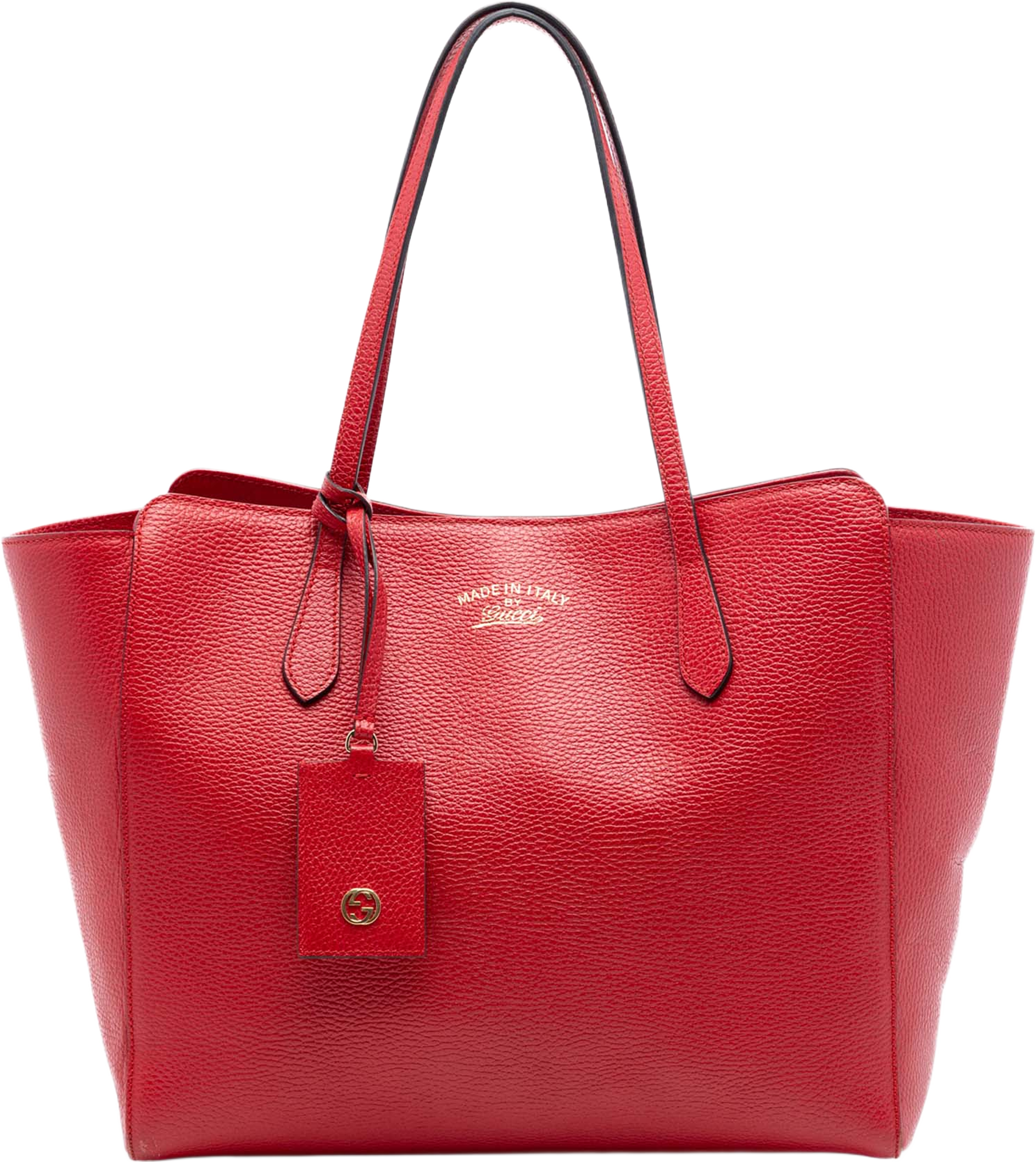 Gucci Medium Leather Swing Tote, från Luxclusif, i färgen red. Klicka för att öppna bilden i stort format